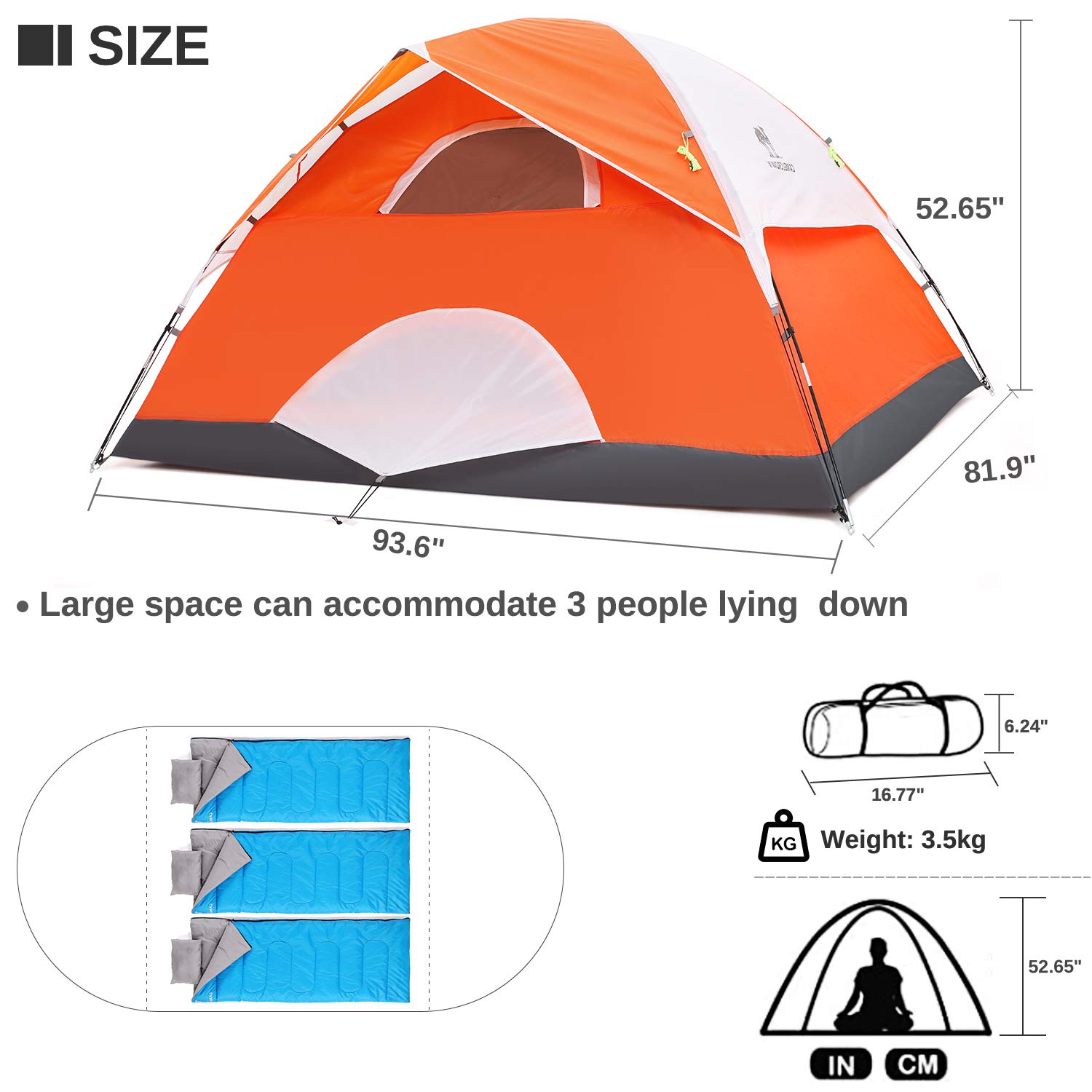 CAMEL CROWN 2-5 Person Waterproof Camping Tent - Lightweight & Spacious for Hiking/Backpacking