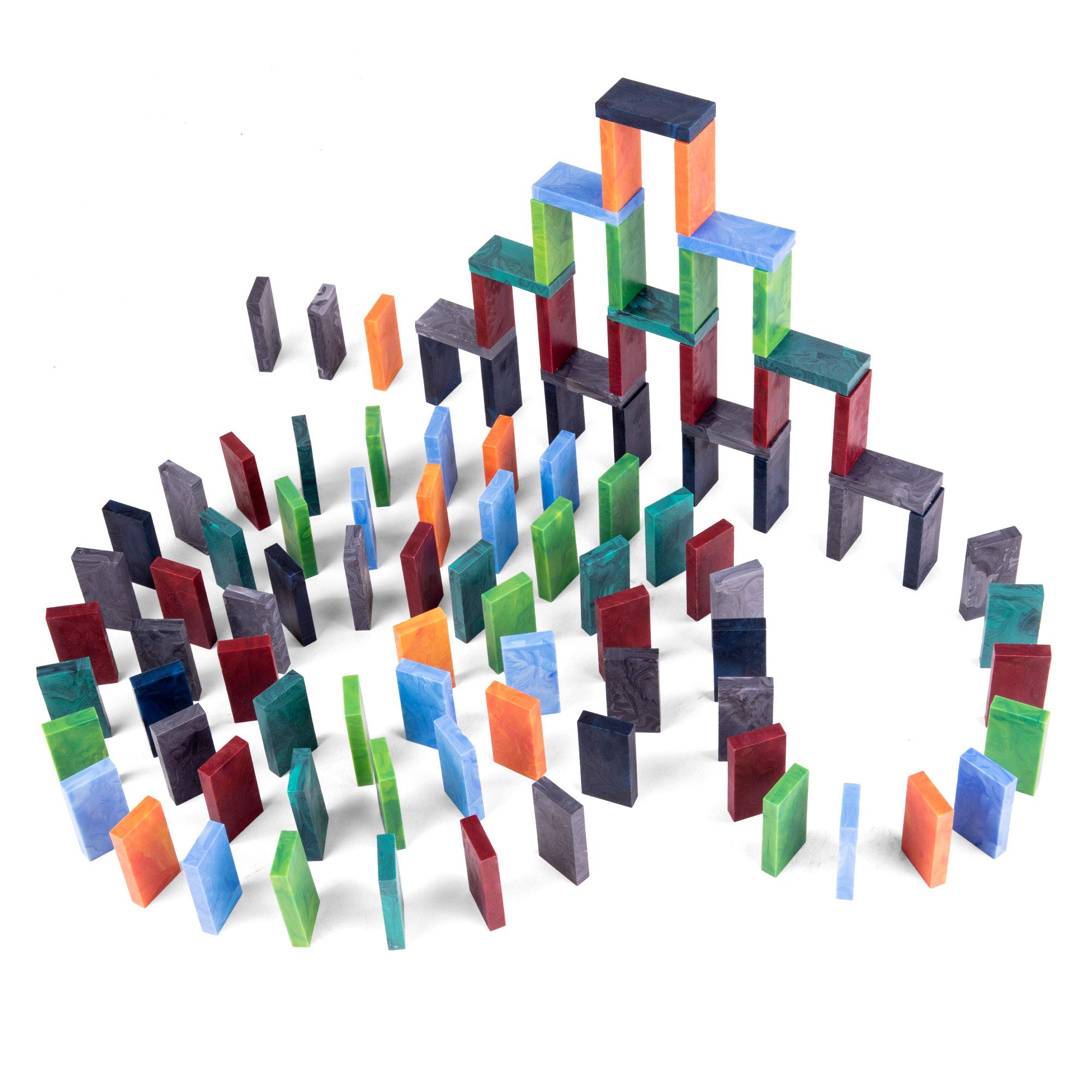 Bulk Plastic Dominoes Set - 100 Pieces STEM STEAM Educational Toys for Kids, Family Fun Games & Learning Activities (Storm Mix) | Perfect for Classroom, Party, and Indoor Play