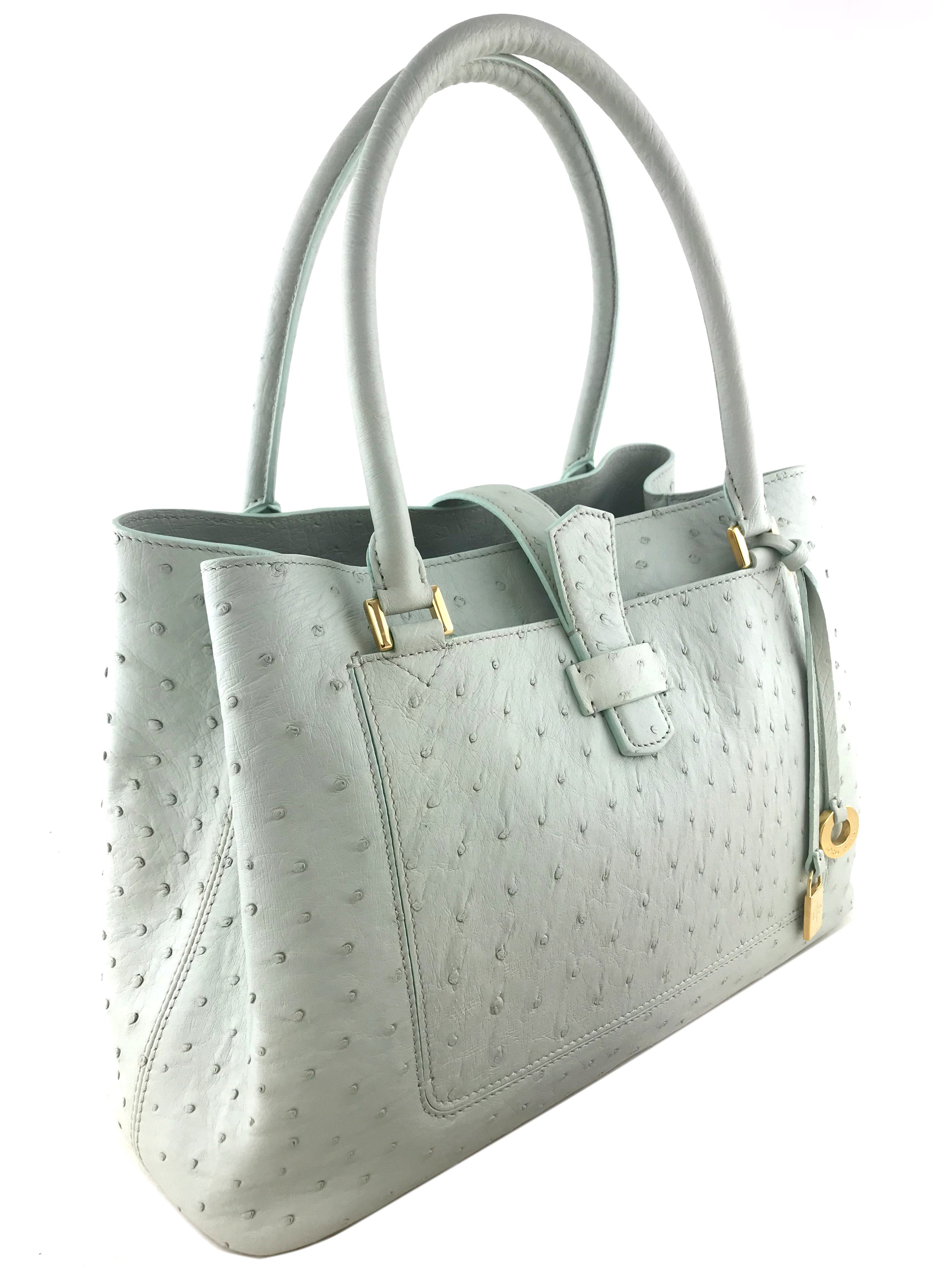 Luxury Loro Piana Ostrich Leather Bellevue Handbag for Women - Elegant Designer Tote Bag for Work, Travel & Everyday Use