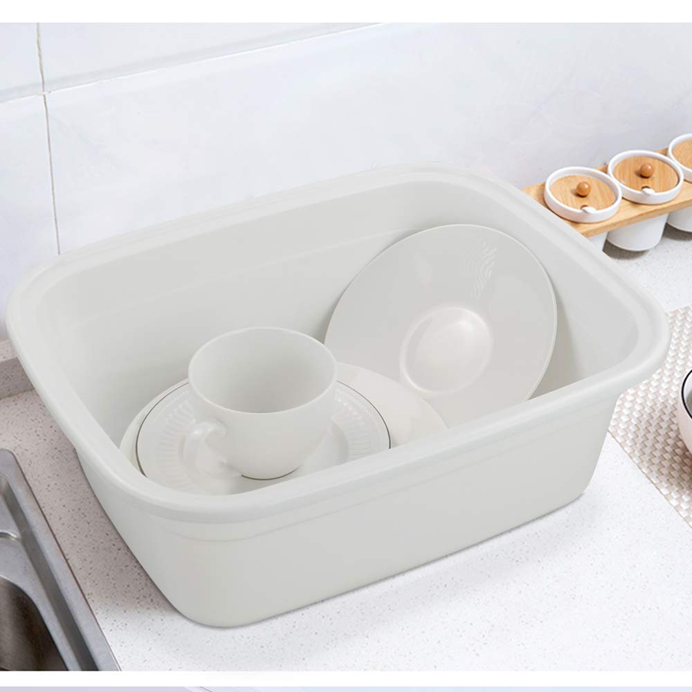 12 Quart Plastic Wash Basin, 4 Pack Dish Pan - Large White Kitchen Sink Container for Washing Dishes, Vegetables, and Laundry | Durable & Multipurpose Cleaning Tub for Home, Camping, and Outdoor Use