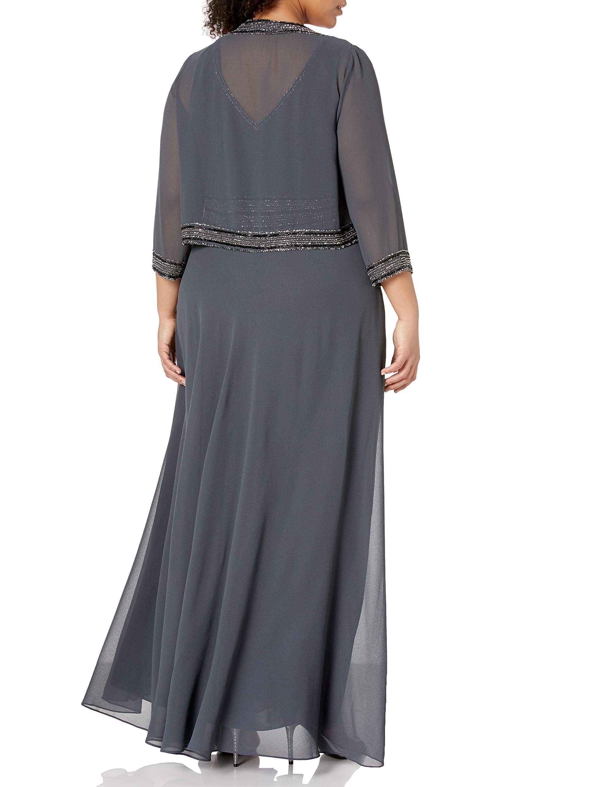 J Kara Women's Plus Size Beaded Trim Jacket Dress for Office, Party & Special Occasions | Elegant Long Sleeve Blazer Dress for Curvy Women