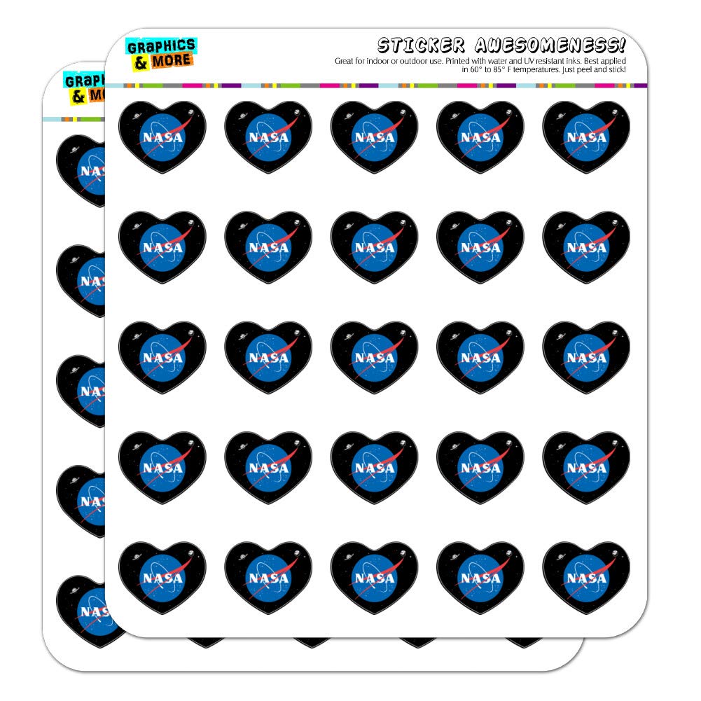 NASA Official Meatball Logo Heart Shaped Planner Stickers - Perfect for Scrapbooking, Bullet Journaling, DIY Crafts & School Projects