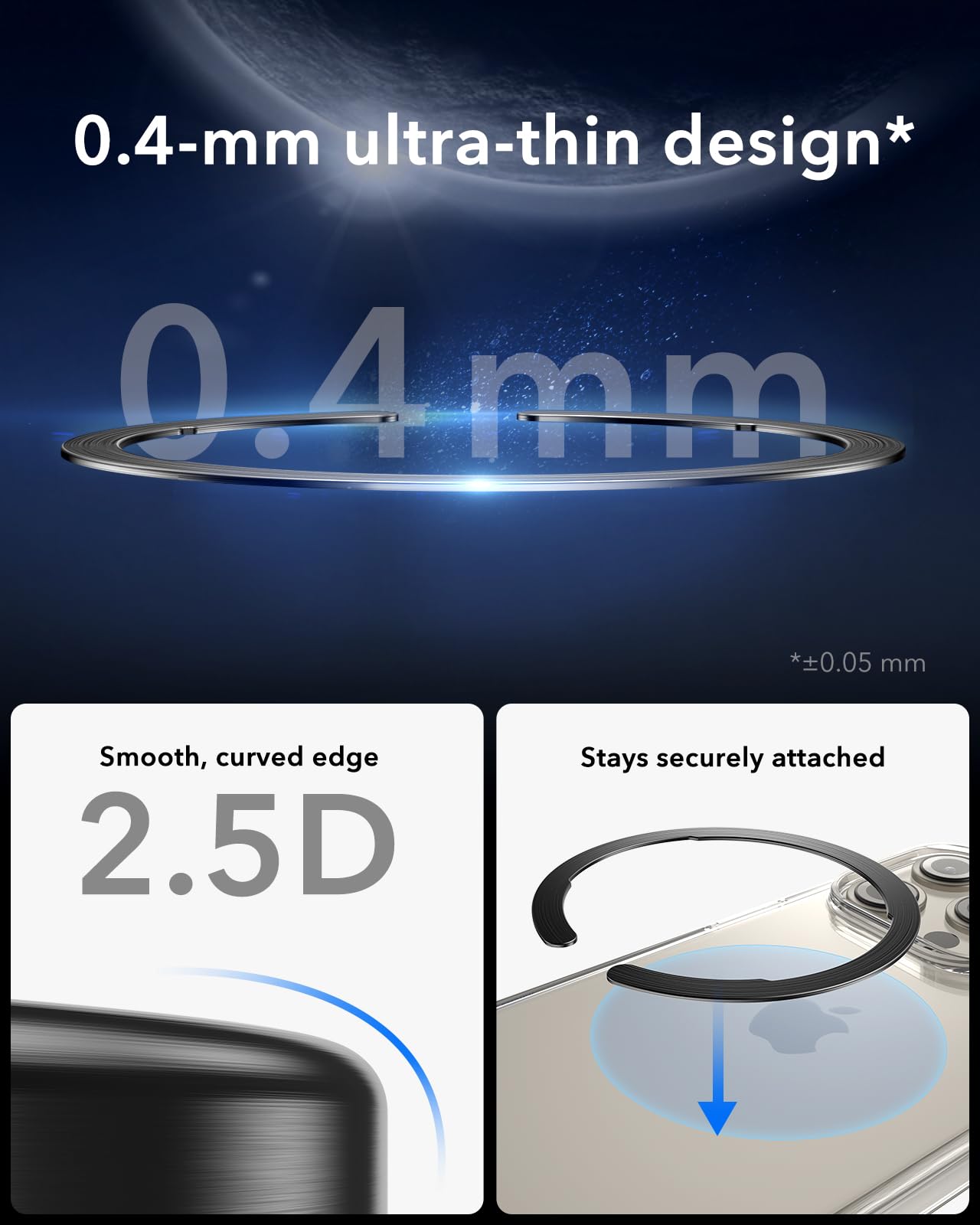 Ultra-Thin 0.4mm ESR MagSafe Ring Sticker - 2 Pack Universal Magnetic Wireless Charger Conversion Kit for iPhone 16/16e/15/14/13/12 & Galaxy S24/S23 - Perfect for Home, Office & Travel Use - Black & Silver MagSafe Accessories