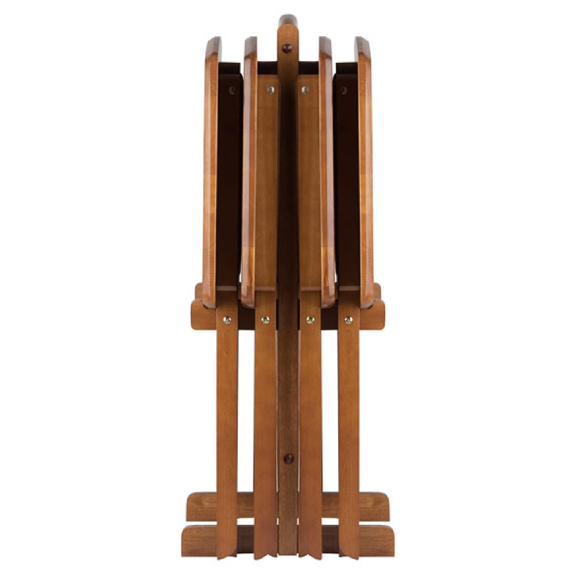 Ergode Wood Dylan 5-Piece Folding Snack Table Set - Sturdy X-Frame Base, Portable Upright Stand, Easy Assembly - Perfect for Indoor/Outdoor Entertaining, Patio, Picnic, Camping (Teak Finish)