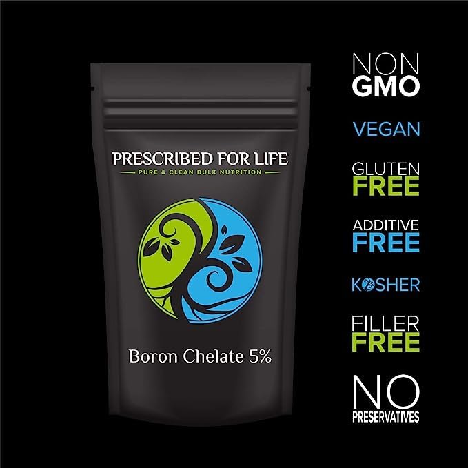 Prescribed for Life Boron Chelate 5% Powder - Natural Boron Supplement for Men & Women | Supports Muscle Health, Bone Strength & Joint Function | Gluten-Free, Vegan, Non-GMO (2kg/4.4lb) | Ideal for Fitness Enthusiasts & Active Lifestyles