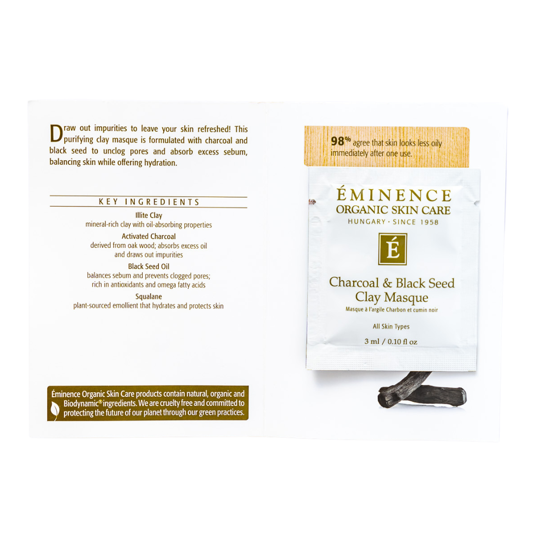 Eminence Organics Charcoal & Black Seed Clay Mask - Deep Cleansing & Detoxifying Facial Treatment for Oily & Acne-Prone Skin | Perfect for Spa Nights & Self-Care Routines