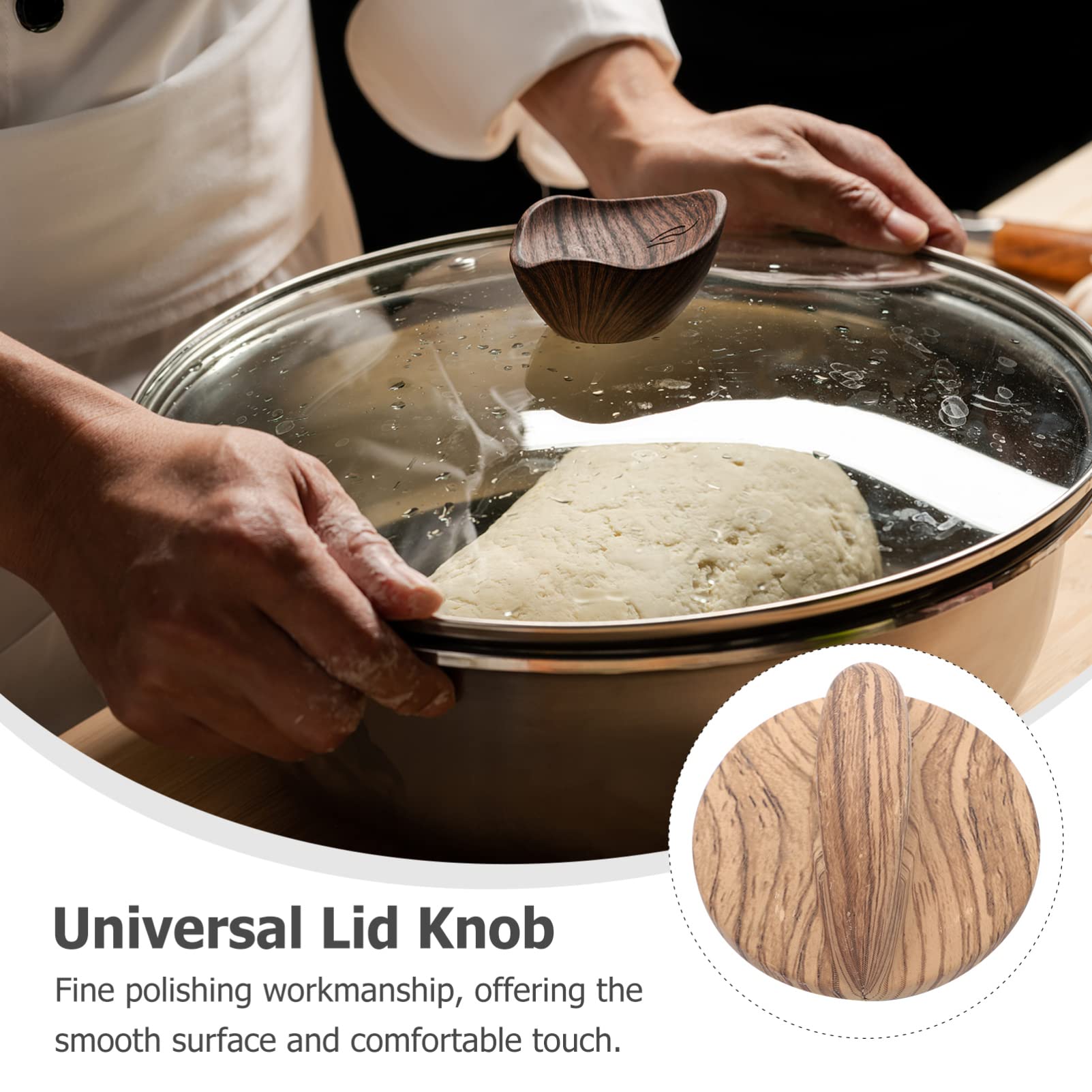 2-Pack Universal Wooden Pot Lid Knobs - Heat-Resistant Cookware Lid Handles for Stovetop & Oven - Easy Replacement Knobs for Kitchen Pots & Pans (Wood Color) - Perfect for Cooking, Baking & Everyday Kitchen Use