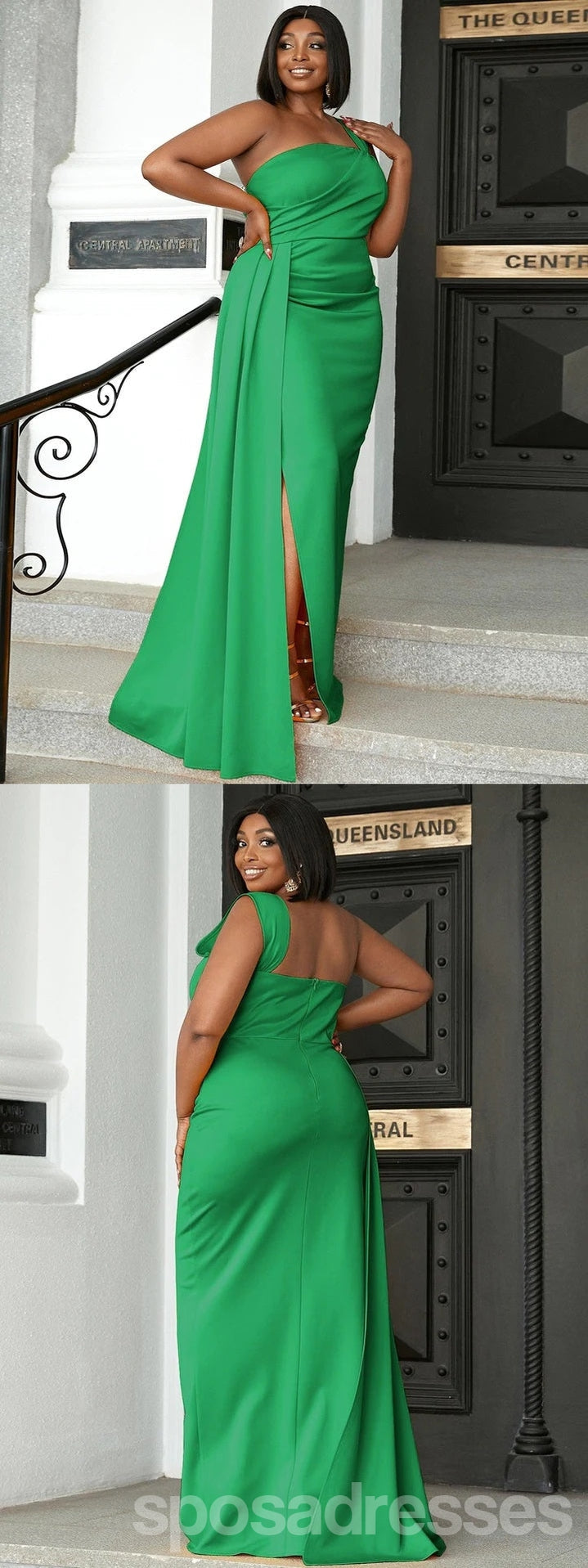 Elegant Green Mermaid One Shoulder Long Bridesmaid Dress WG1633 - Perfect for Weddings, Formal Events & Evening Parties