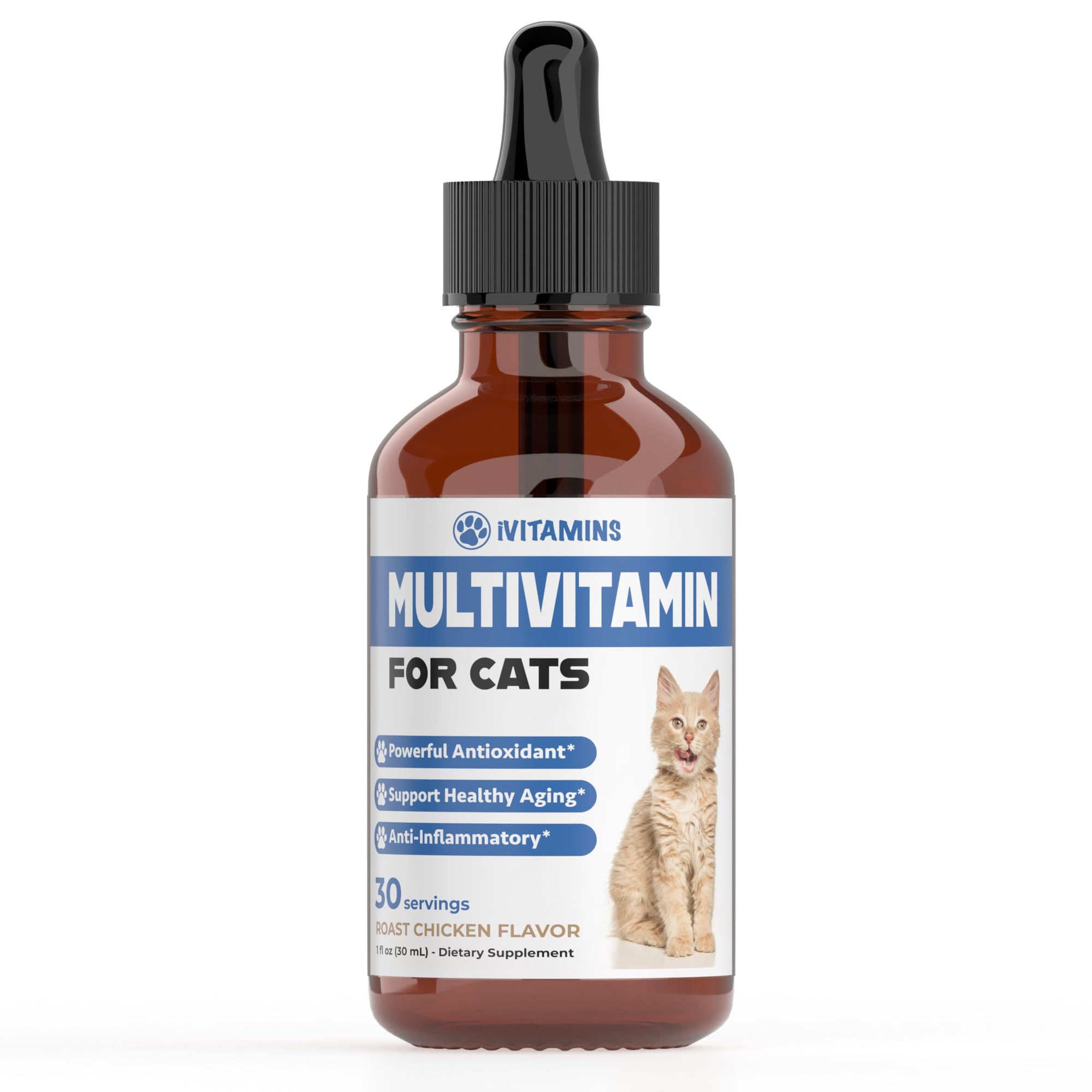Premium Cat Multivitamin for Immune Support, Skin & Coat Health, Heart Function - Essential Vitamins & Supplements for Indoor Cats & Kittens - Promotes Overall Wellness & Vitality - Perfect for Daily Health Maintenance & Immune Boosting