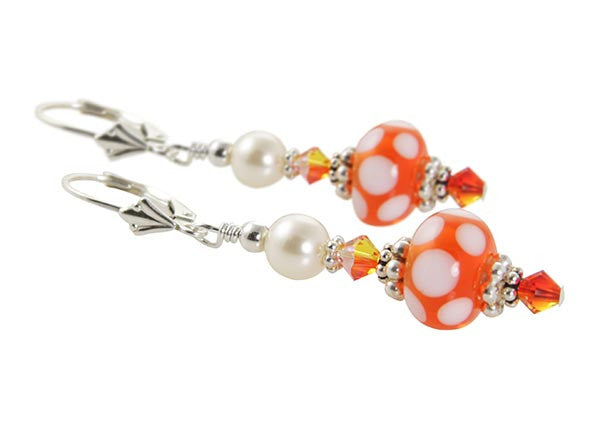 Handmade Tangerine Lampwork Glass Bead Earrings - Orange Dangle Earrings for Women, Boho Chic Jewelry Gift - Perfect for Parties, Weddings & Everyday Wear