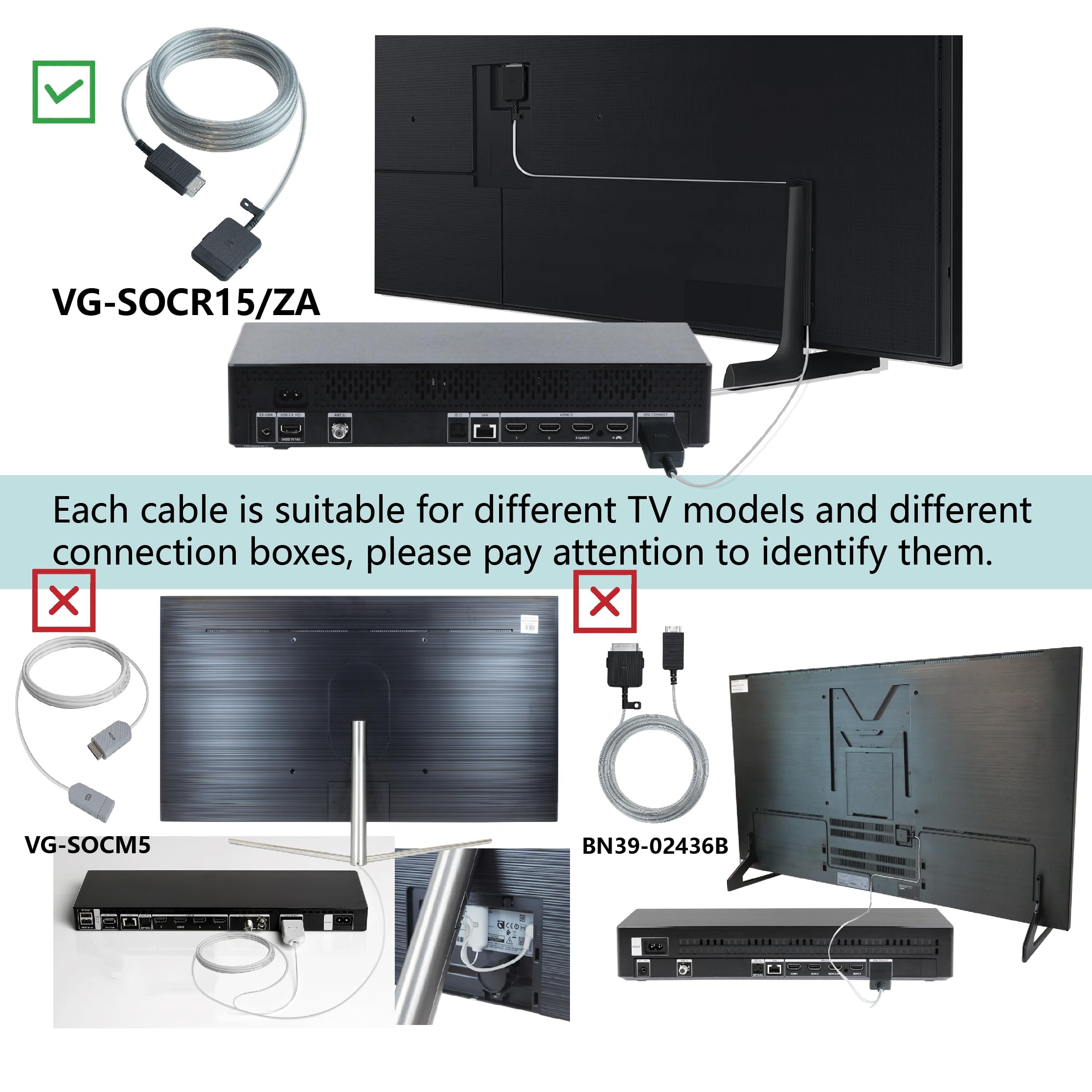 Samsung QLED 4K The Frame TV One Connect Cable - 15m/49ft Fiber Optic Cable Compatible with QN43/50/55/65/75/85LS03RAF/LS03BAF/LS03TAF/LS03DAF Models - Perfect for Wall-Mounted TV Installations and Clean Cable Management