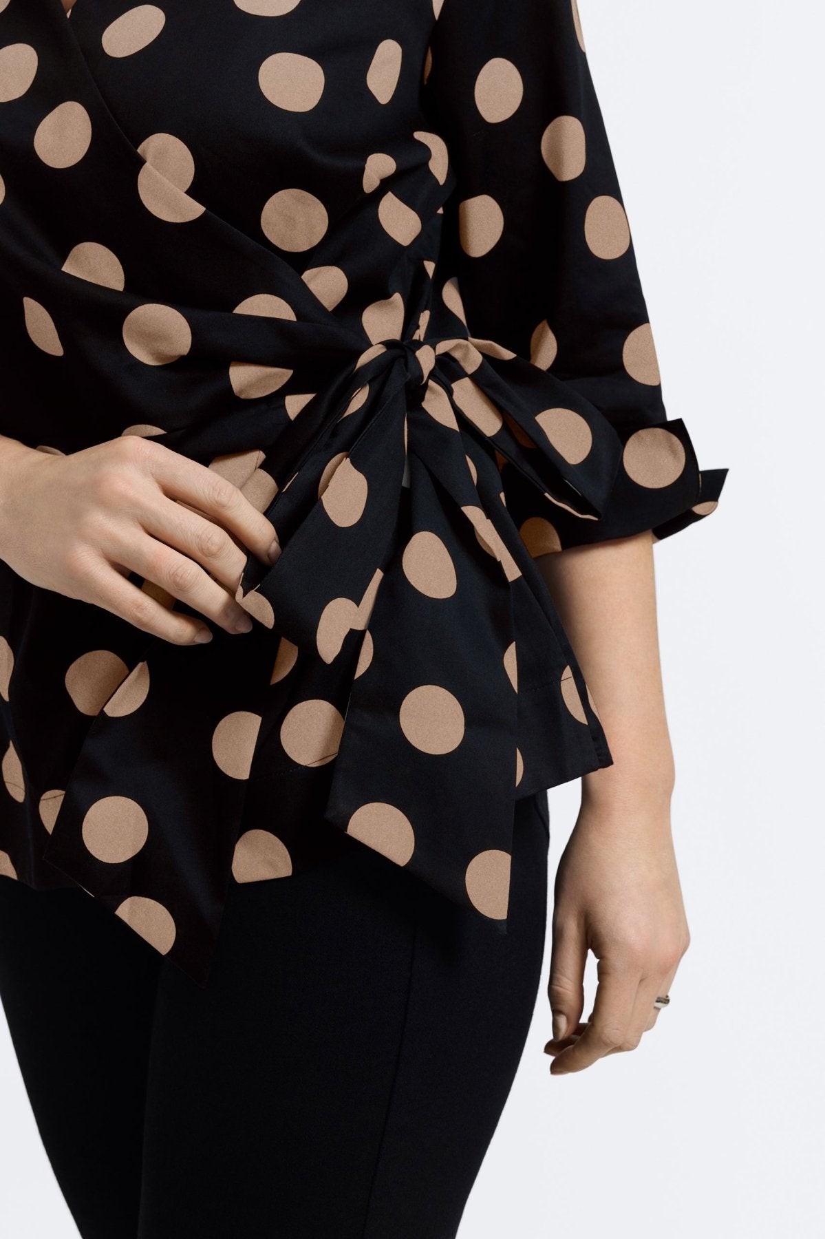 Salina Plus Women's Polka Dot 3/4 Sleeve Blouse - Casual Office Wear & Spring Outfit Essential
