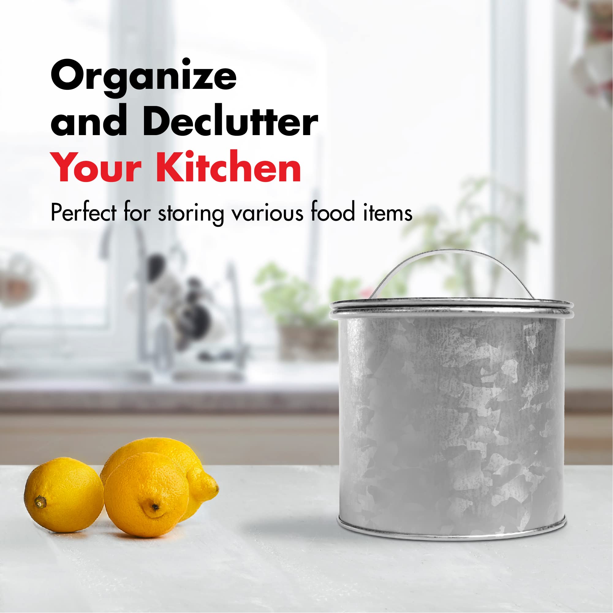 Amici Home Newport 30oz Galvanized Metal Canister - Airtight Dry Food Storage Container for Kitchen Countertop | Farmhouse & Rustic Decor | Perfect for Storing Coffee, Flour, Sugar & Pantry Items (Silver)
