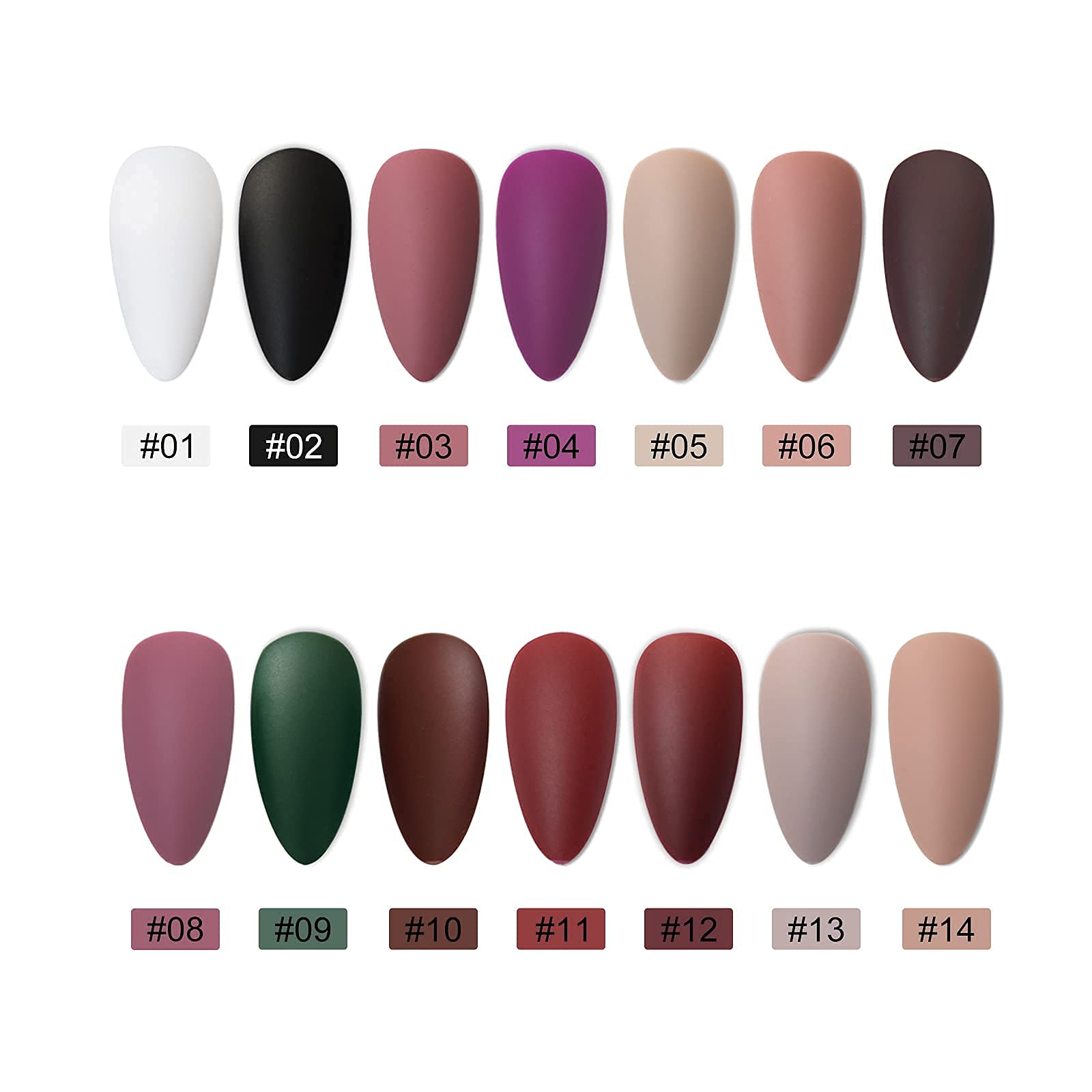 EchiQ 14 Packs Press on Nails - Medium Almond Shape Stiletto Artificial False Nails with Unique Designs (336pcs) - Matte Finish Fake Nails for Women, Perfect for Parties, Weddings & Everyday Wear