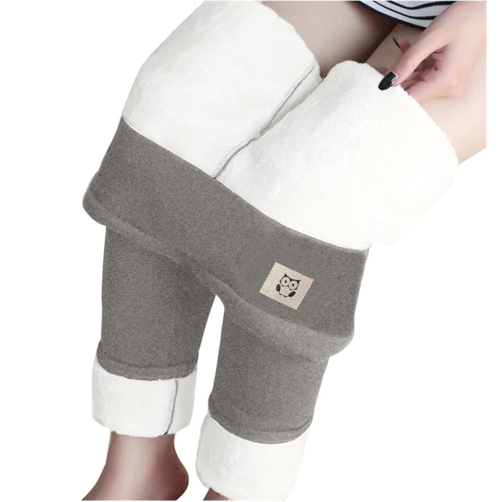 Women's Black Velvet Leggings - Winter Warm Thick Cashmere Wool Print Pants for Yoga, Running & Casual Wear