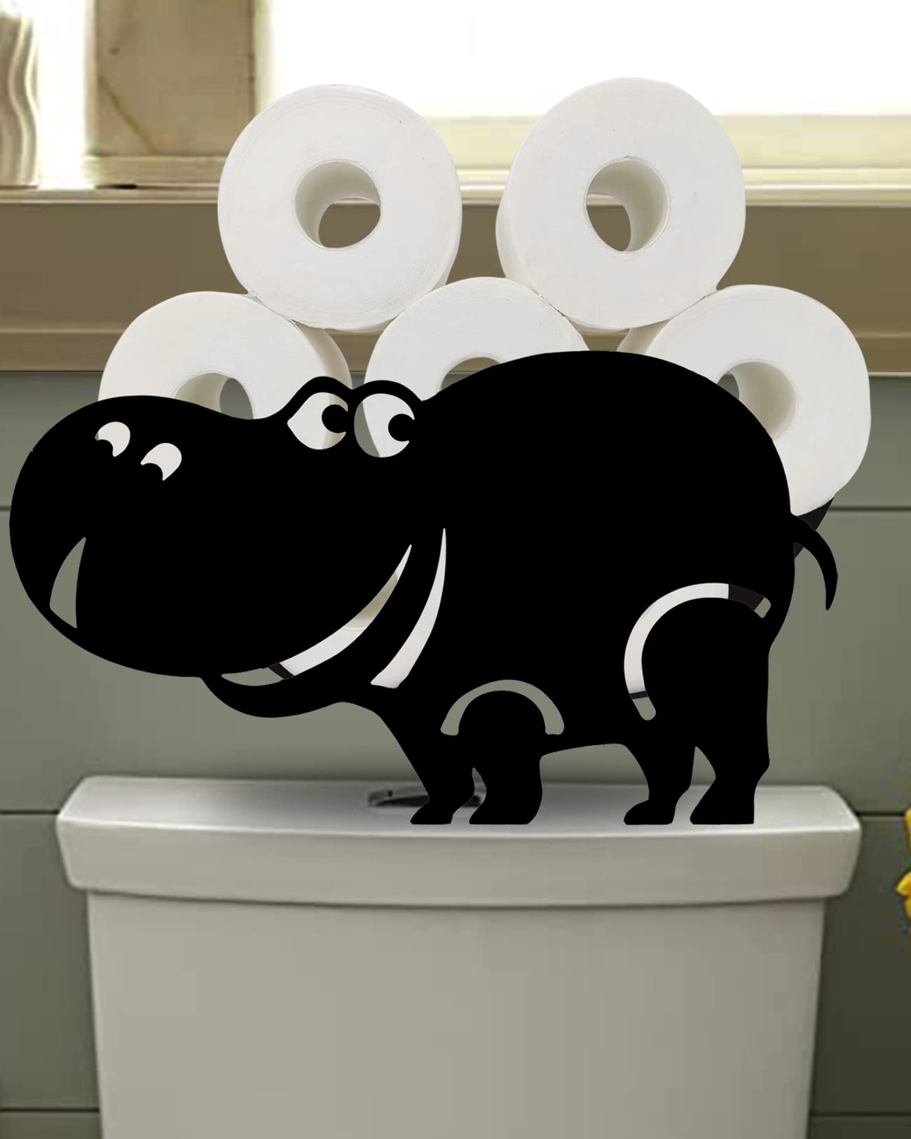 Funny Hippo Toilet Paper Holder with Storage - Metal Freestanding Bathroom Tissue Organizer for 8 Rolls - Cute Animal Bathroom Decor for Home, Office & Guest Room - Perfect Bathroom Accessory by Gardlister