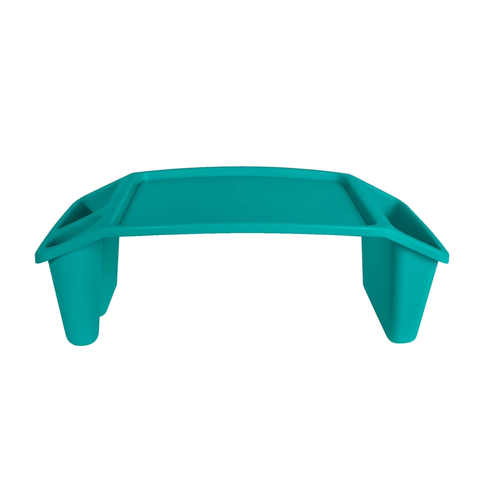Creatology Plastic Lap Tray - 12 Pack Portable Multi-Compartment Craft Tray for Reading, Studying, Writing & Art Projects - Teal Color - Perfect for Bed, Couch, Car & Travel Use