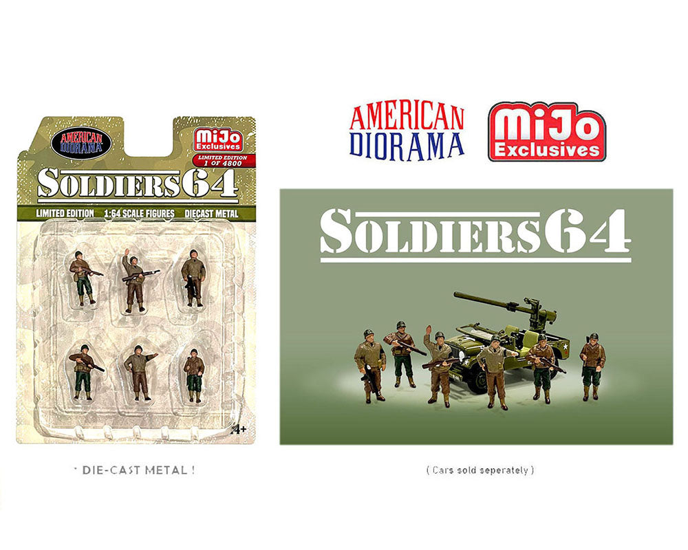1/64 Scale American Diorama Soldier Figures Set - MIJO Exclusives Military Miniatures for Model Scenes & Wargaming Displays
