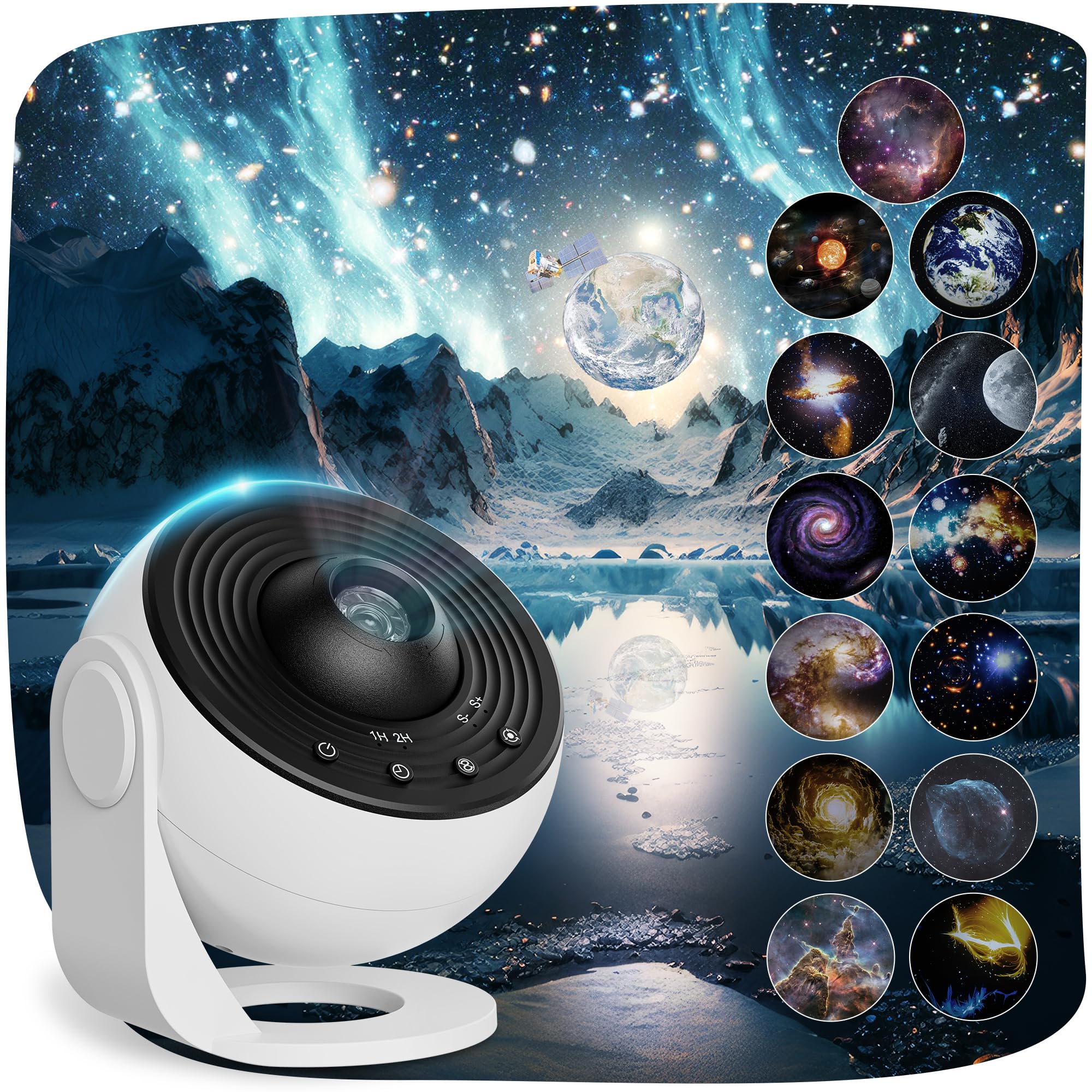 13-in-1 Galaxy Projector Starry Night Light with Nebula Effects & Timer - White LED Space Lamp for Bedroom Decor, Kids Room & Meditation | Perfect for Stargazing, Relaxation & Creating Cosmic Atmosphere