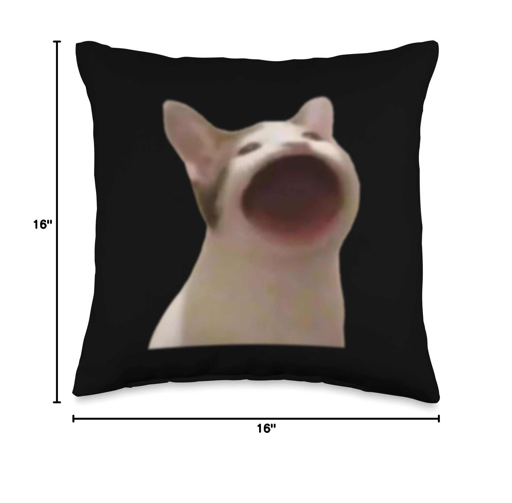 Funny Wide Mouth Cat Meme Throw Pillow - Pop Culture Singing Cat Cushion for Home Decor, Gifts & Office