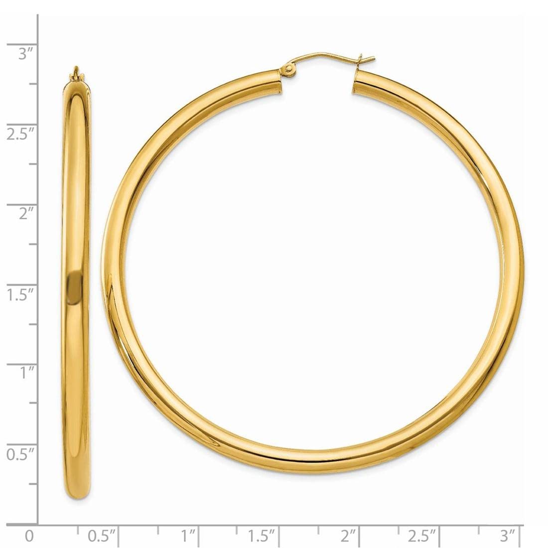 14K Yellow Gold Polished 4mm Lightweight Round Hoop Earrings for Women - Everyday Minimalist Jewelry, Gift for Her, Wedding, Party & Office Wear