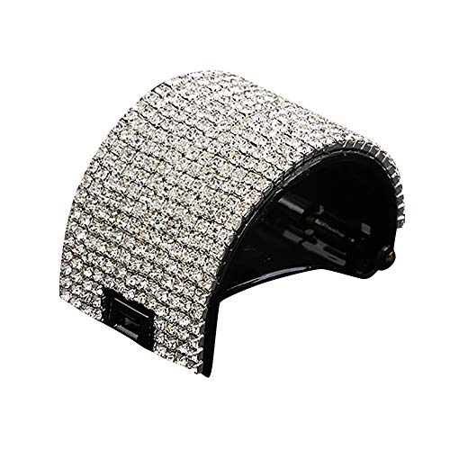 Crystal Acrylic Hair Clips for Women - Non-Slip Ponytail Claw Clips, Round Jaw Hairpins for Girls (Black, One Size Fits All) | Perfect for School, Work, and Everyday Hairstyles