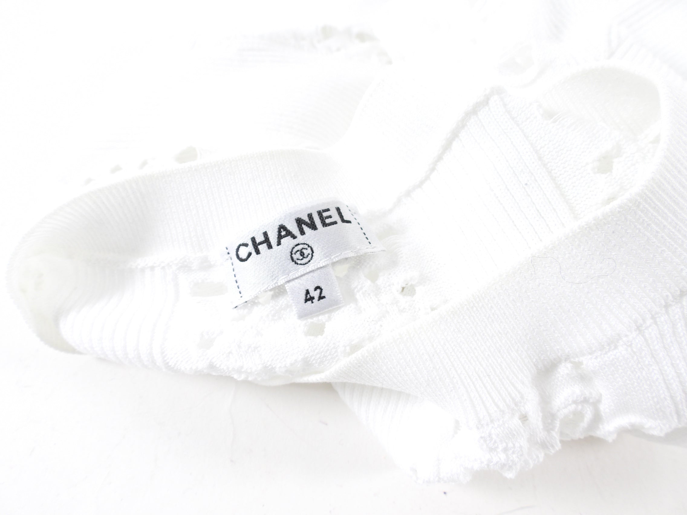 Chanel 20P White Open Knit Dress Women's Size FR42/L - Elegant Summer Party & Wedding Guest Outfit