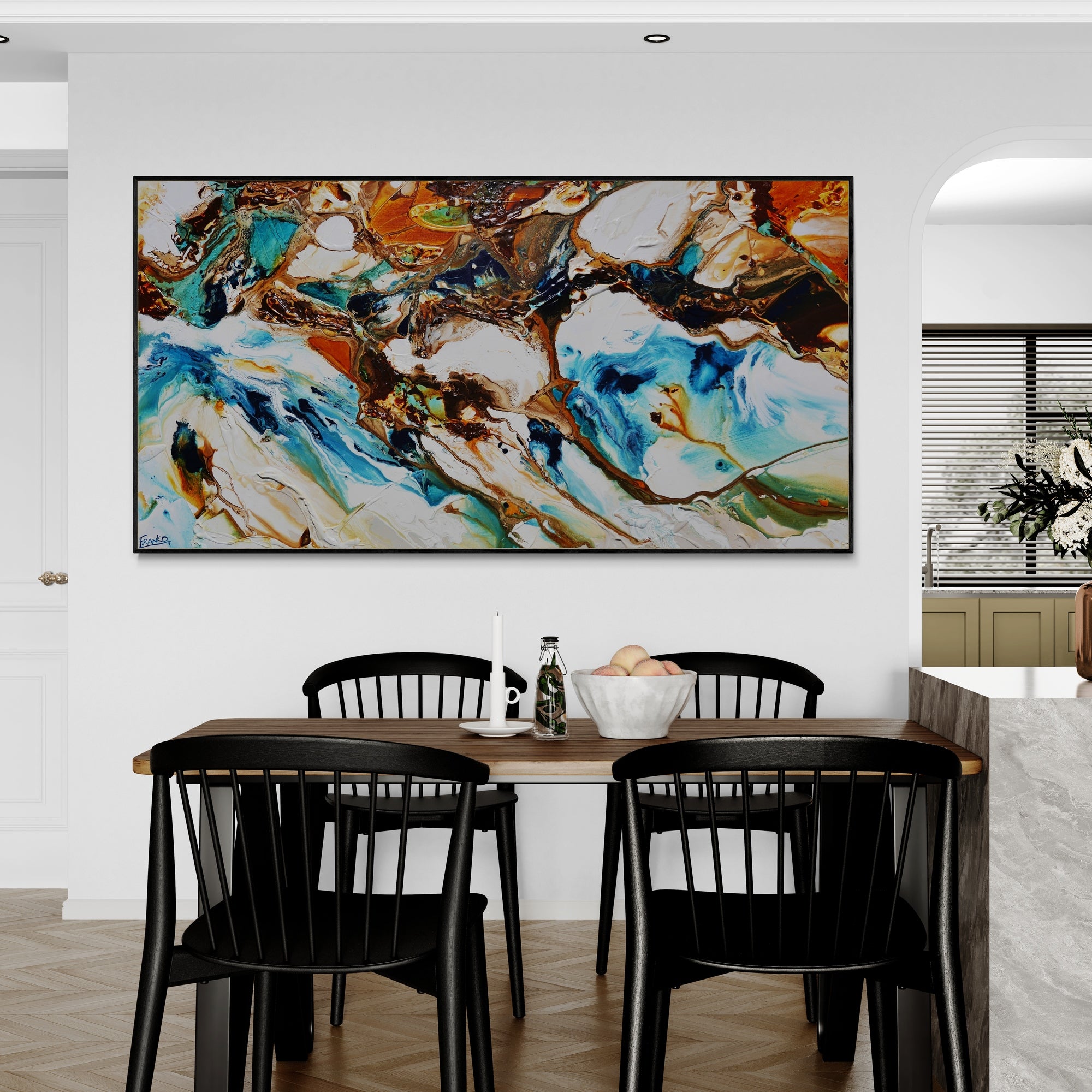 190cm x 100cm Textured Abstract Ocean Painting - Modern Wall Art for Living Room, Bedroom & Office Decor