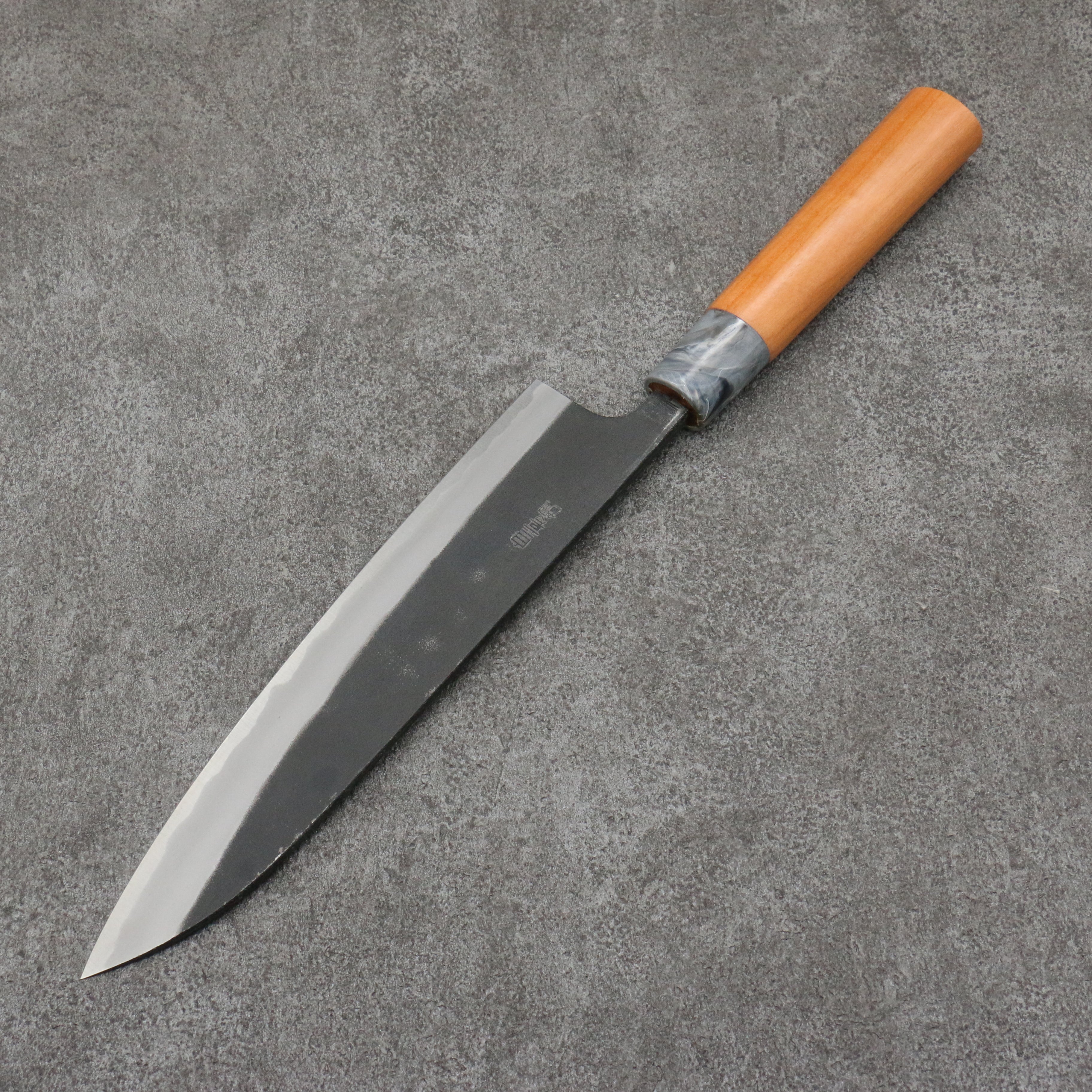 Nao Yamamoto White Steel No.2 Kurouchi Gyuto 210mm Japanese Chef Knife with Cherry Wood Handle - Perfect for Sushi, Meat Slicing & Professional Kitchen Use