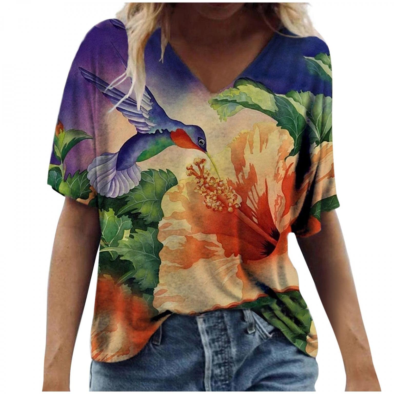Women's Floral Printed Graphic Tees - Short Sleeve Blouses & Tops | Casual Summer T-Shirts for Everyday Wear, Outings & Street Style