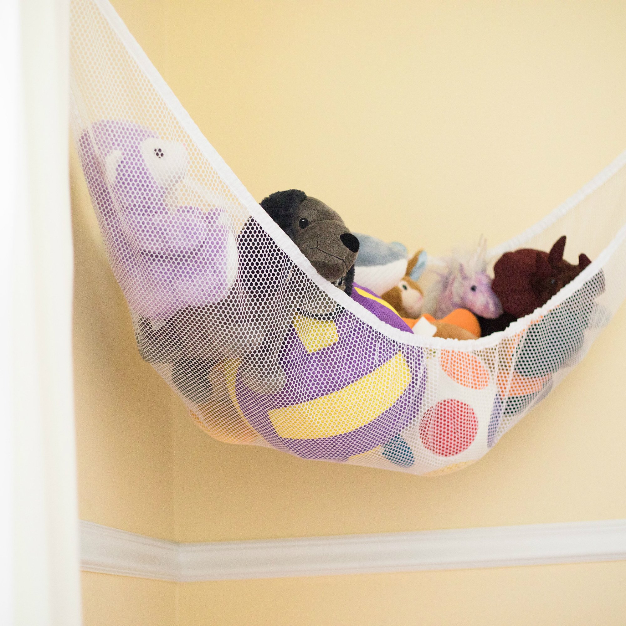 Jumbo 6' Mesh Stuffed Animal Hammock & Toy Storage Net - Wall Mounted Organizer for Plush Toys, Pool Toys, Sports Gear, Baby Items (Safe for Kids) - Perfect for Bedrooms, Playrooms & Nursery Organization
