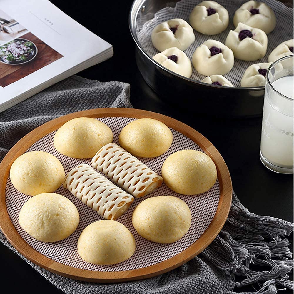 LongFite Silicone Steamer Mat Set - 3 Pack Reusable Non-Stick Steaming Mesh Pads for Vegetables, Rice, Dumplings & Dim Sum | Perfect for Bamboo Steamers, Cooking & Healthy Meal Prep