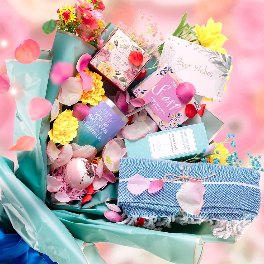 Best Relaxing Spa Gift Box for Women - Birthday Gifts for Wife, Mom, Sister, Girlfriend, Daughter & Best Friend - Luxury Self-Care Present with Glitter Gradation - Perfect for Mother's Day, Anniversary & Special Occasions
