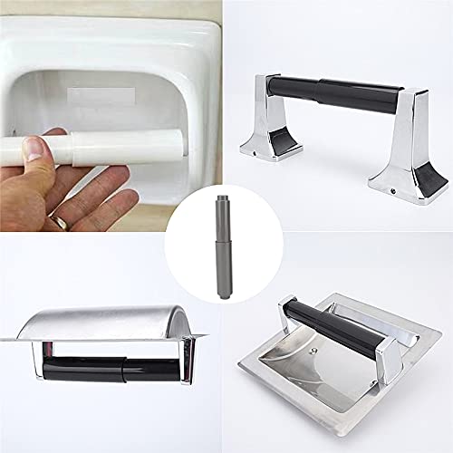 2-Pack Gray Plastic Toilet Paper Holder Roller - Spring Loaded Flexible Bathroom Tissue Spindle Replacement for Easy Installation | Perfect for Home, Apartment & RV Bathrooms