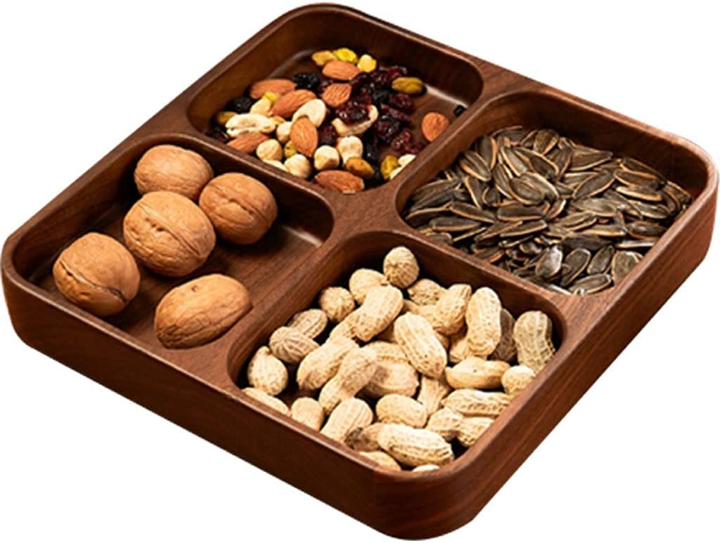Premium Solid Wood Snack Storage Box - Multi-Layer Compartment Organizer for Dried Fruits, Nuts & Candy | Creative Lightweight Design for Kitchen, Pantry, or Office Snack Organization