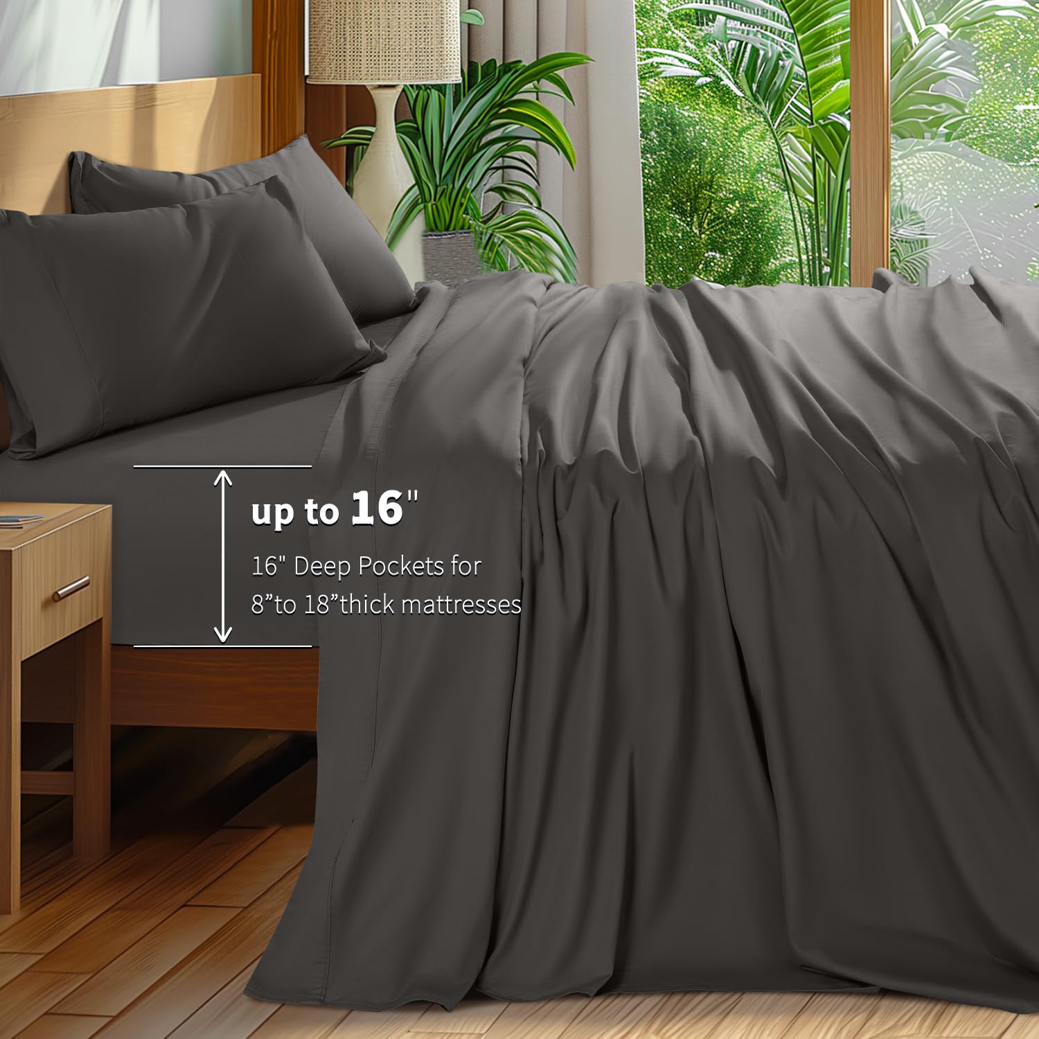 Premium 100% Egyptian Cotton Queen Size Sheet Set - 600 Thread Count Luxury Bedding, Breathable & Cooling 5-Star Hotel Quality Sheets with 16