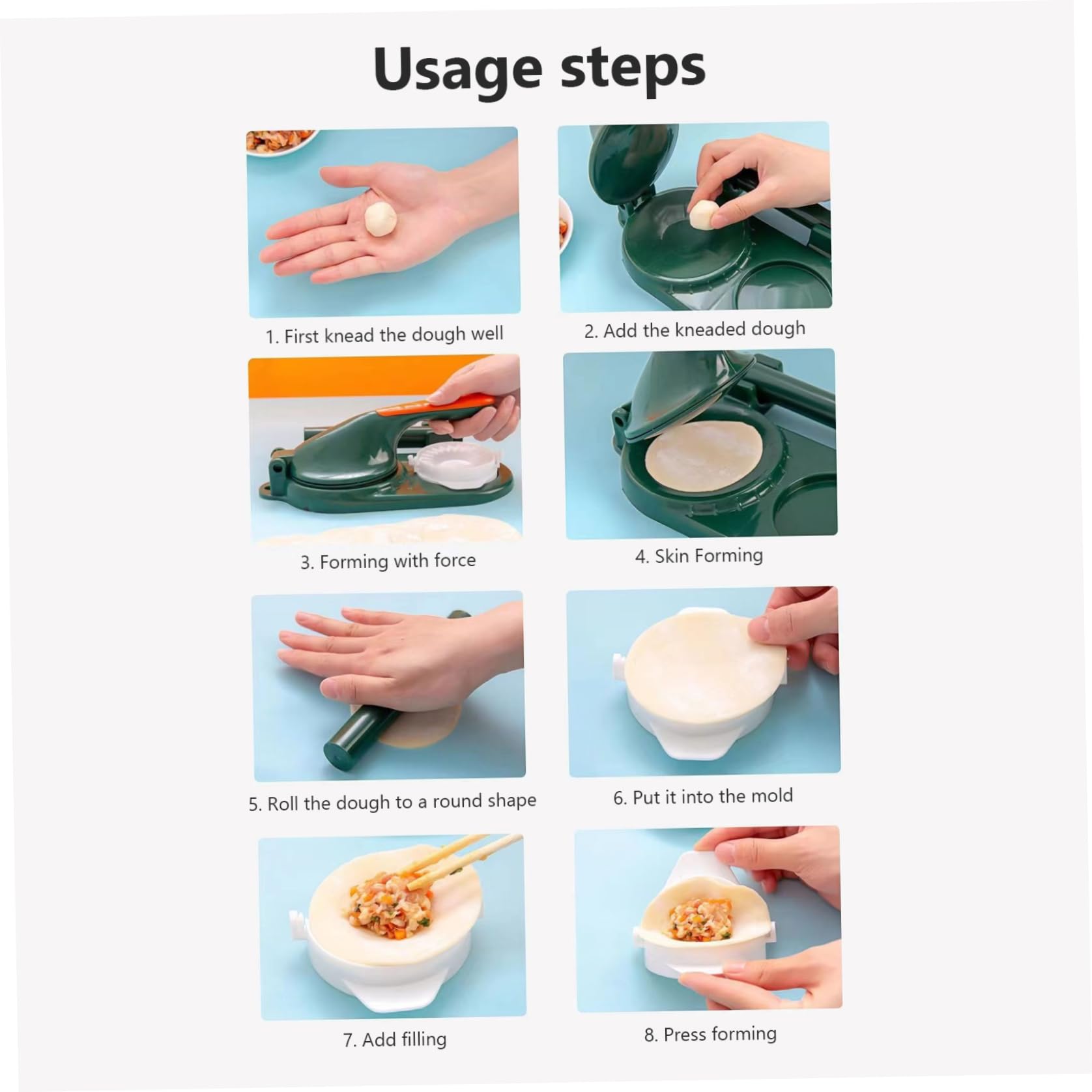 2 in 1 Dumpling Maker - Manual Dumpling Skin Press & Wrapper Mold - Multifunctional Kitchen Tool for Homemade Dumplings, Wontons & Potstickers - Perfect for Asian Cooking, Family Meal Prep & Party Snacks
