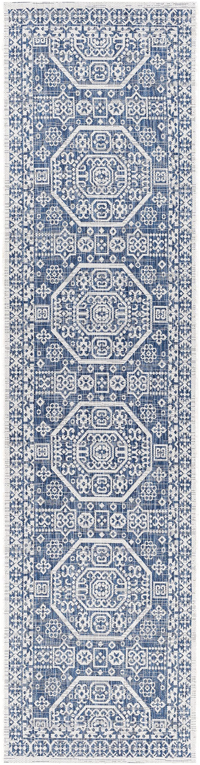 Mark&Day Bohemian Navy Indoor/Outdoor Runner Rug 2'7