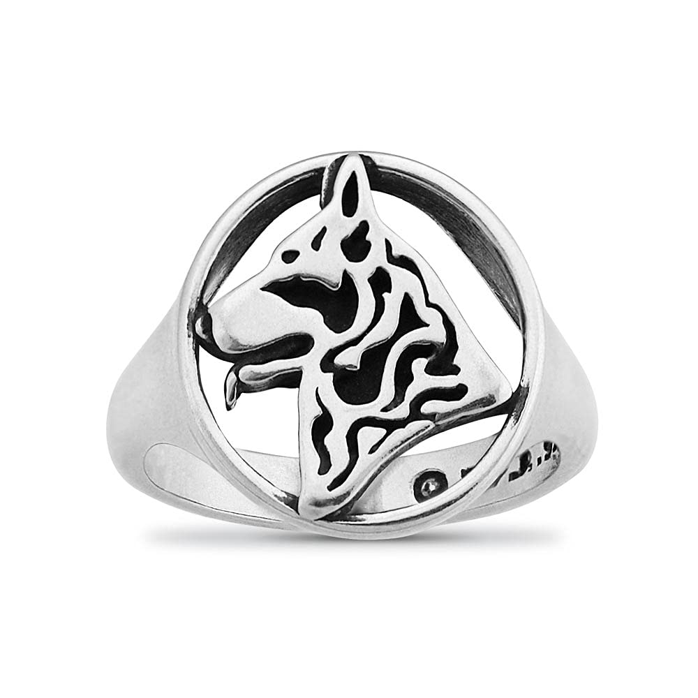 Sterling Silver German Shepherd Ring - Handmade Dog Lover Jewelry - Perfect Gift for Pet Owners & German Shepherd Enthusiasts - Ideal for Everyday Wear, Special Occasions & Dog-Themed Events