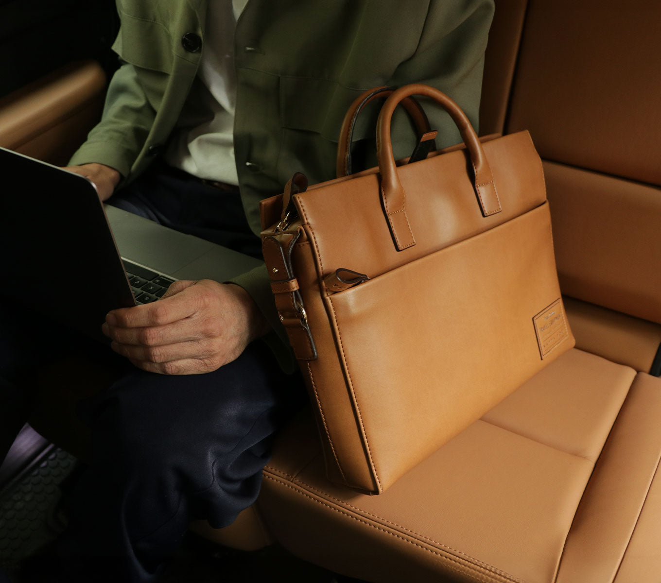 Premium VOYAGER Genuine Leather Laptop Bag for MacBook Pro/Air - Stylish & Durable Business Briefcase for Work, Travel & College (Fits 13-16 inch Laptops)