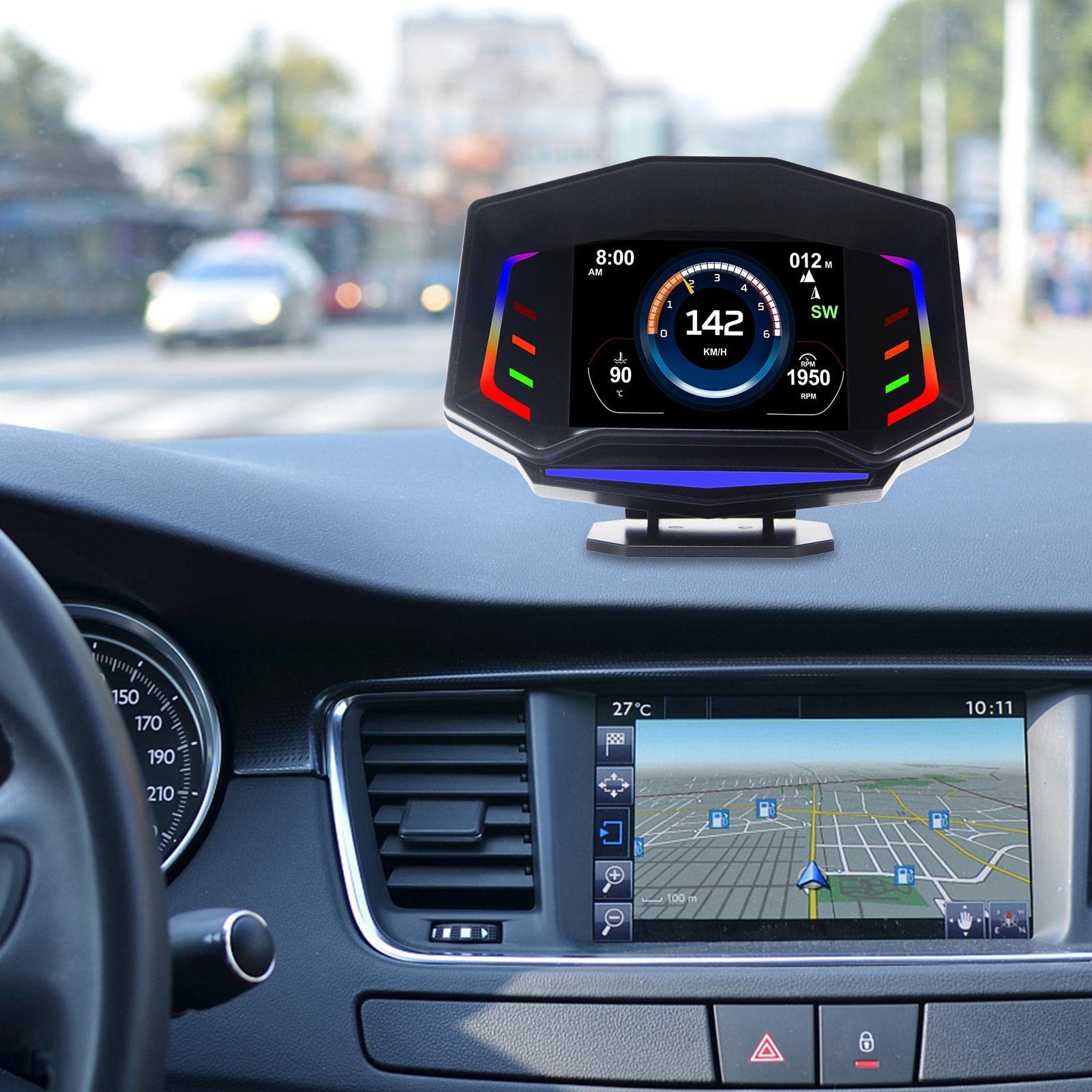 3 Car Head Up Display (HUD) - Large LCD Screen with Speed Alarm & Trip Meter | Universal Vehicle HUD Projector for Safe Driving | Perfect for Night Driving, Long Road Trips & Speed Monitoring
