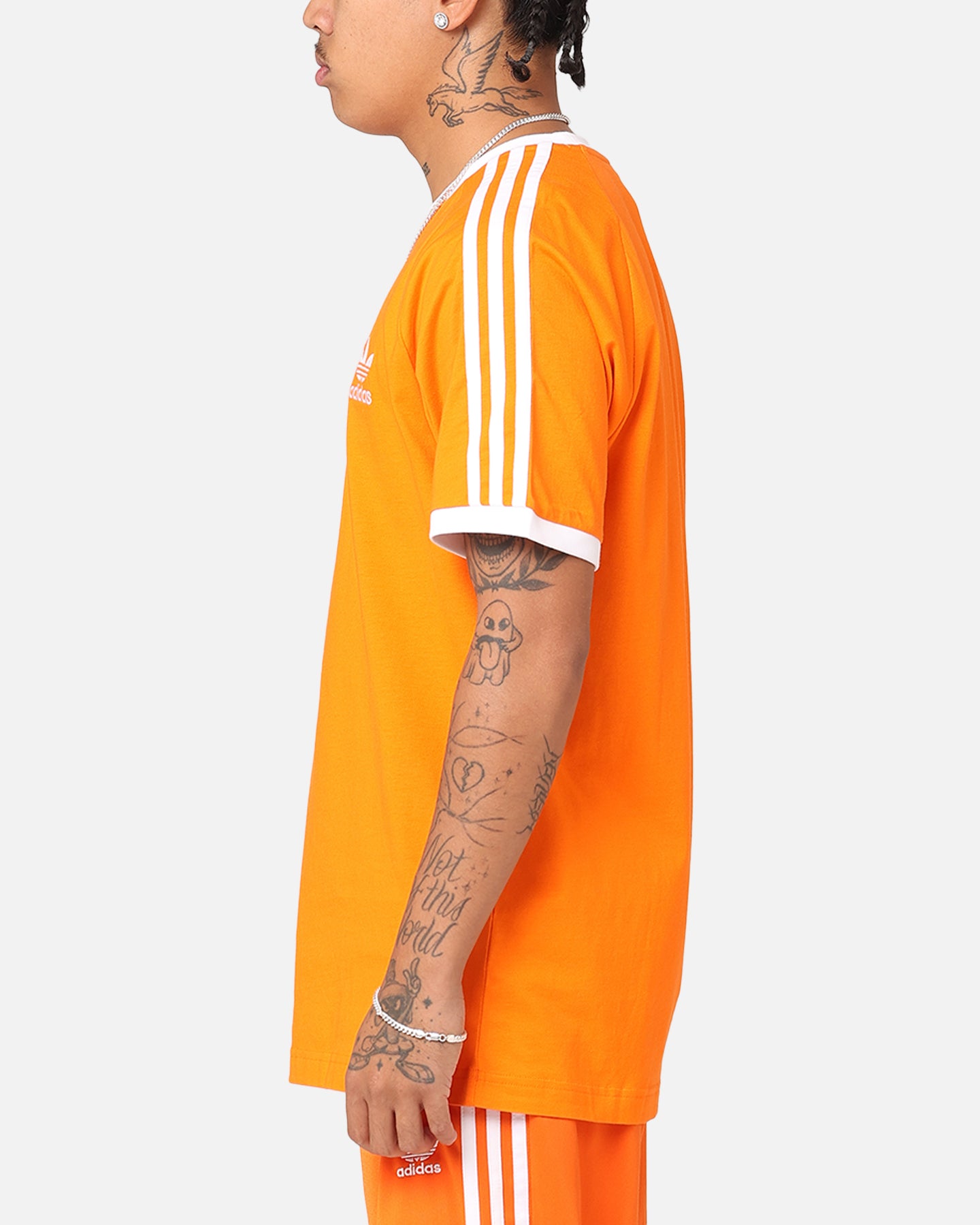 Adidas 3 Stripes T-Shirt - Men's Orange Cotton Short Sleeve Casual Tee for Running, Gym & Streetwear Fashion