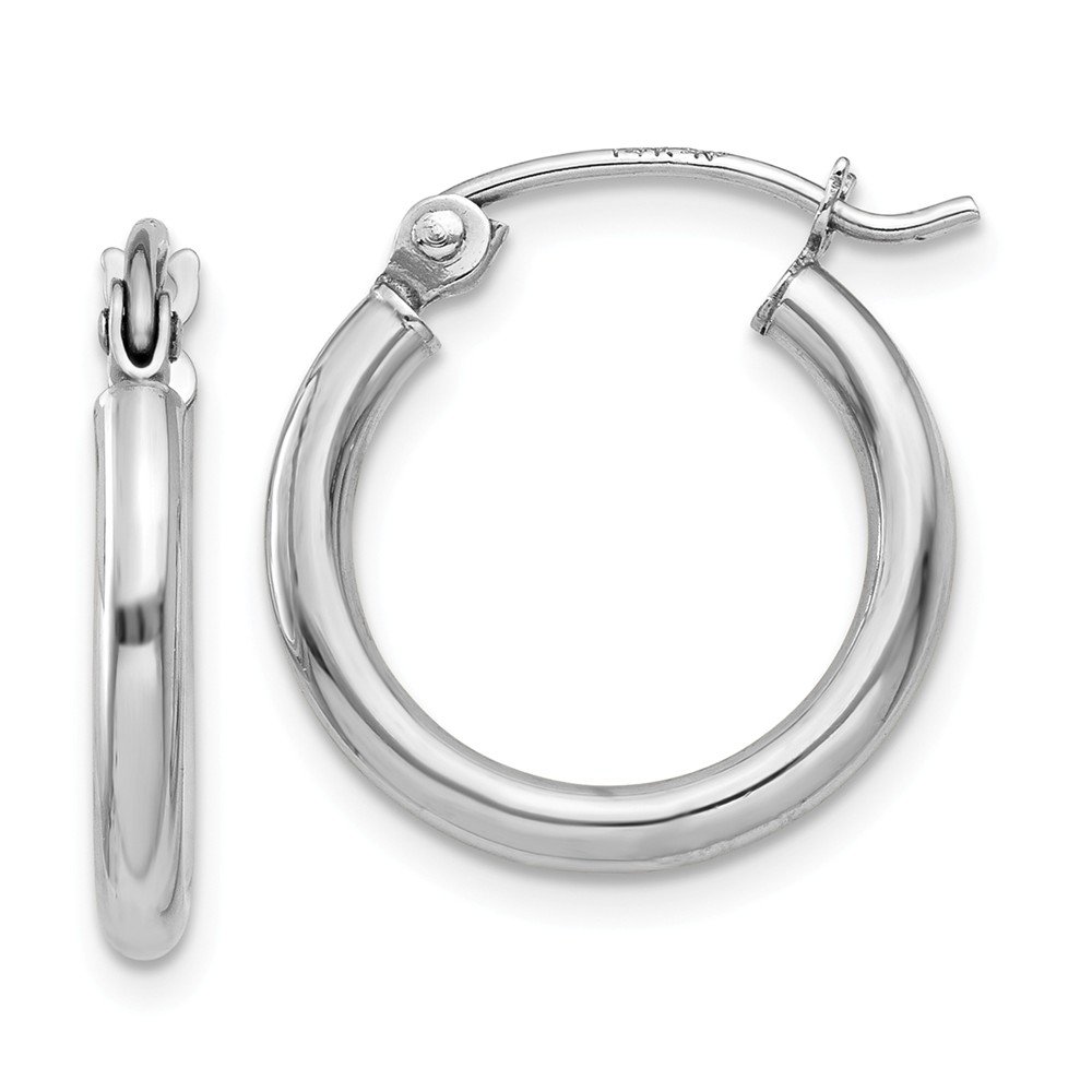 10K White Gold 2mm Round Hoop Earrings - Dainty Everyday Jewelry for Women | Perfect for Gifts, Work & Special Occasions