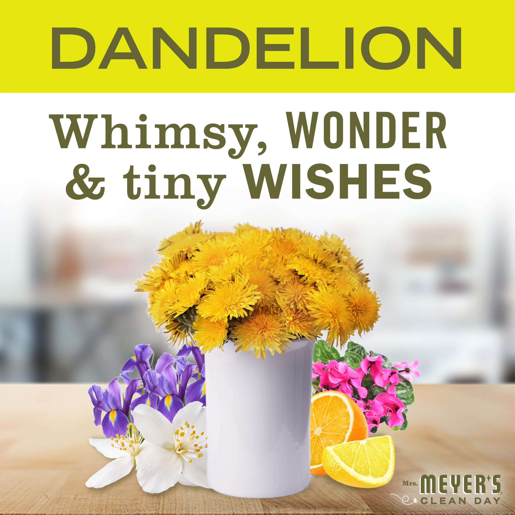 Mrs. Meyer's Clean Day Liquid Dish Soap - Dandelion Scent, 16 fl oz (Pack of 1) | Plant-Derived, Biodegradable Formula | Perfect for Hand Washing Dishes, Pots & Pans in Kitchen or Outdoor Use