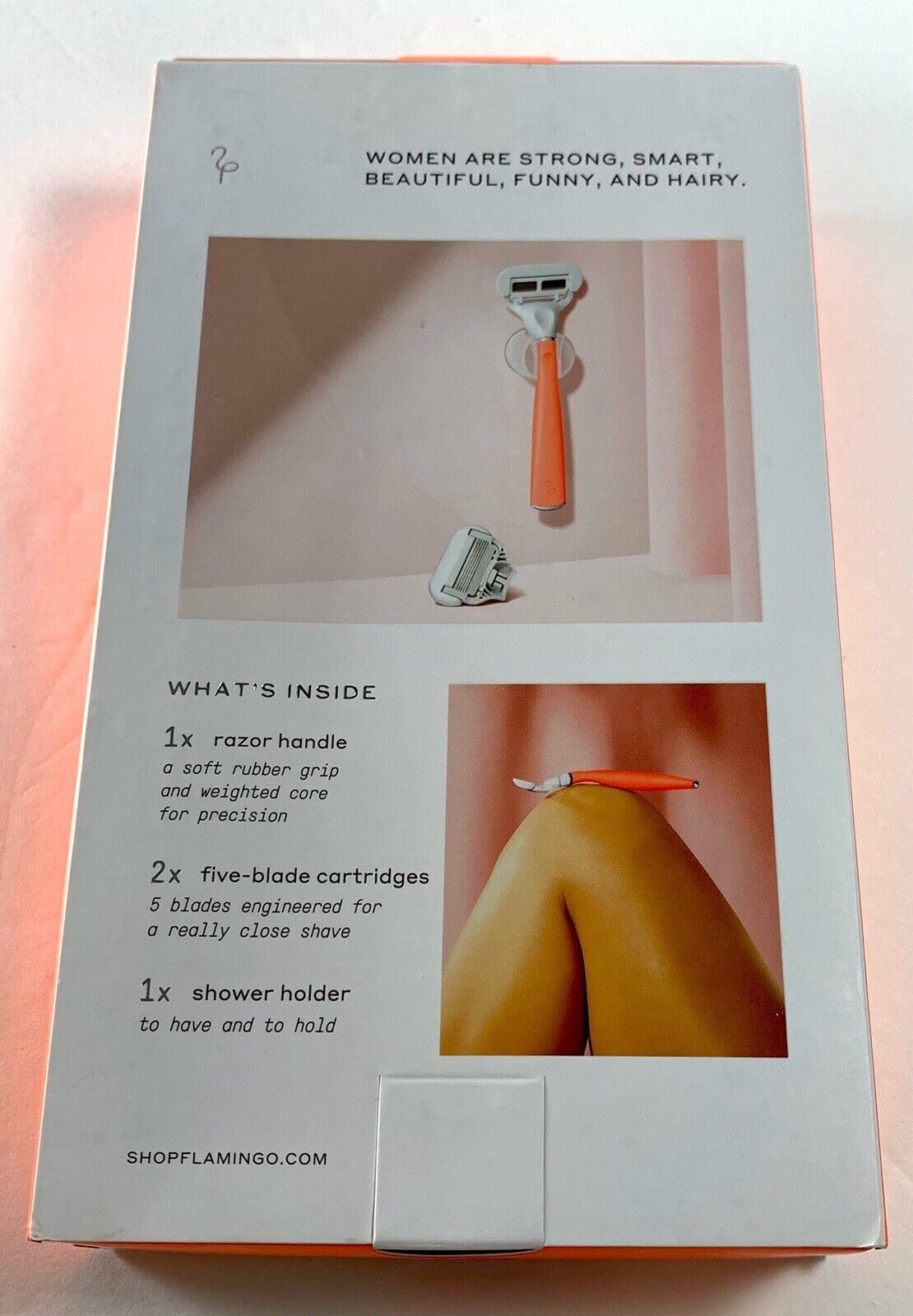 Flamingo 5-Blade Women's Razor Set - German Stainless Steel Razor Handle + 5 Replacement Blades (Pomelo & Silver) - Smooth Shaving for Legs, Underarms & Bikini Line