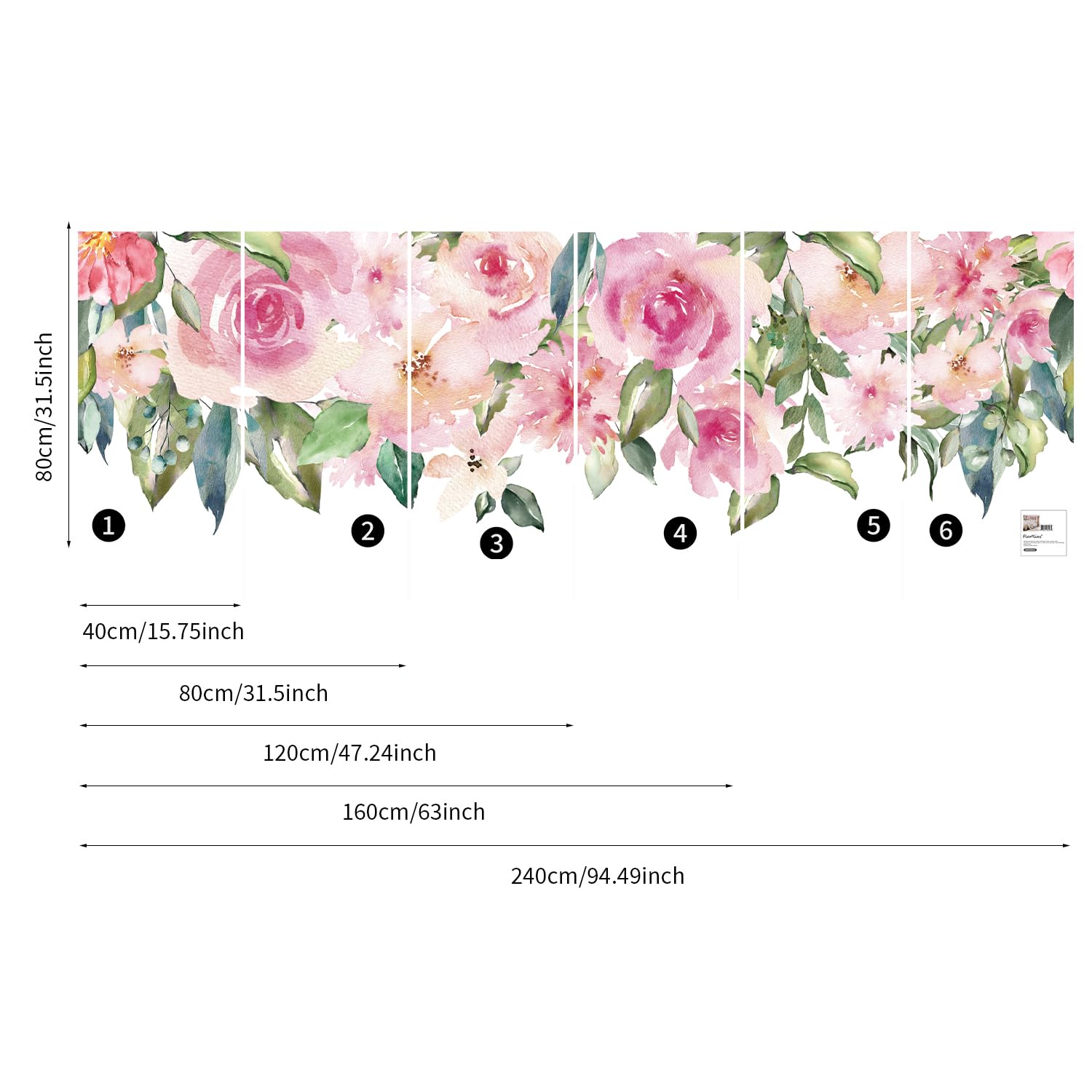 Peel and Stick Floral Wall Decal - Self-Adhesive Peony Flower Wallpaper Stickers for Home Decor, Blush Pink Rose Garden Design, Easy to Apply & Remove - Perfect for Living Room, Bedroom, Nursery, and Office Wall Decoration