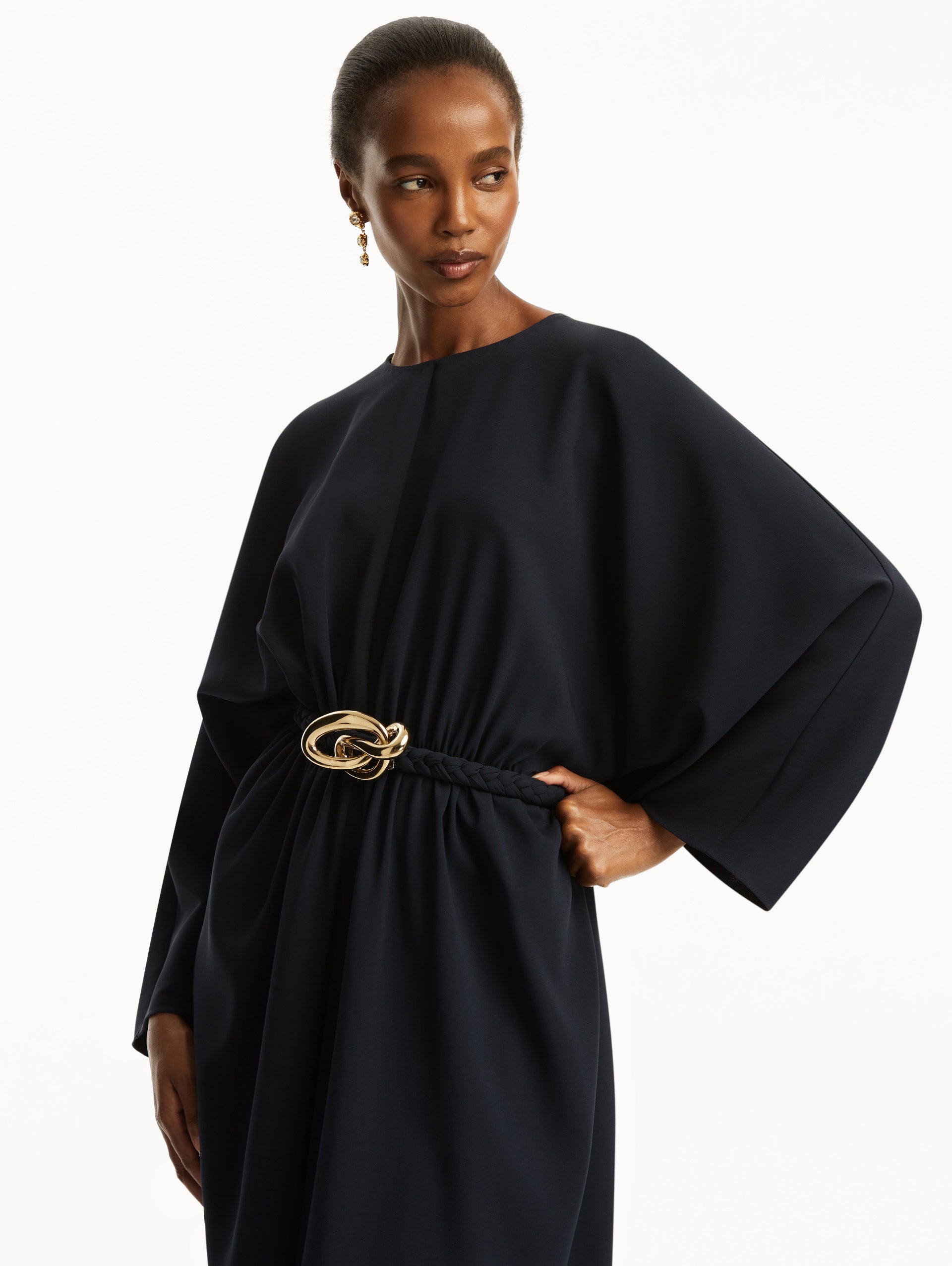 Elegant Knotted Belt Georgette Caftan Dress for Women - Boho Chic Beach Cover Up & Summer Party Maxi Dress
