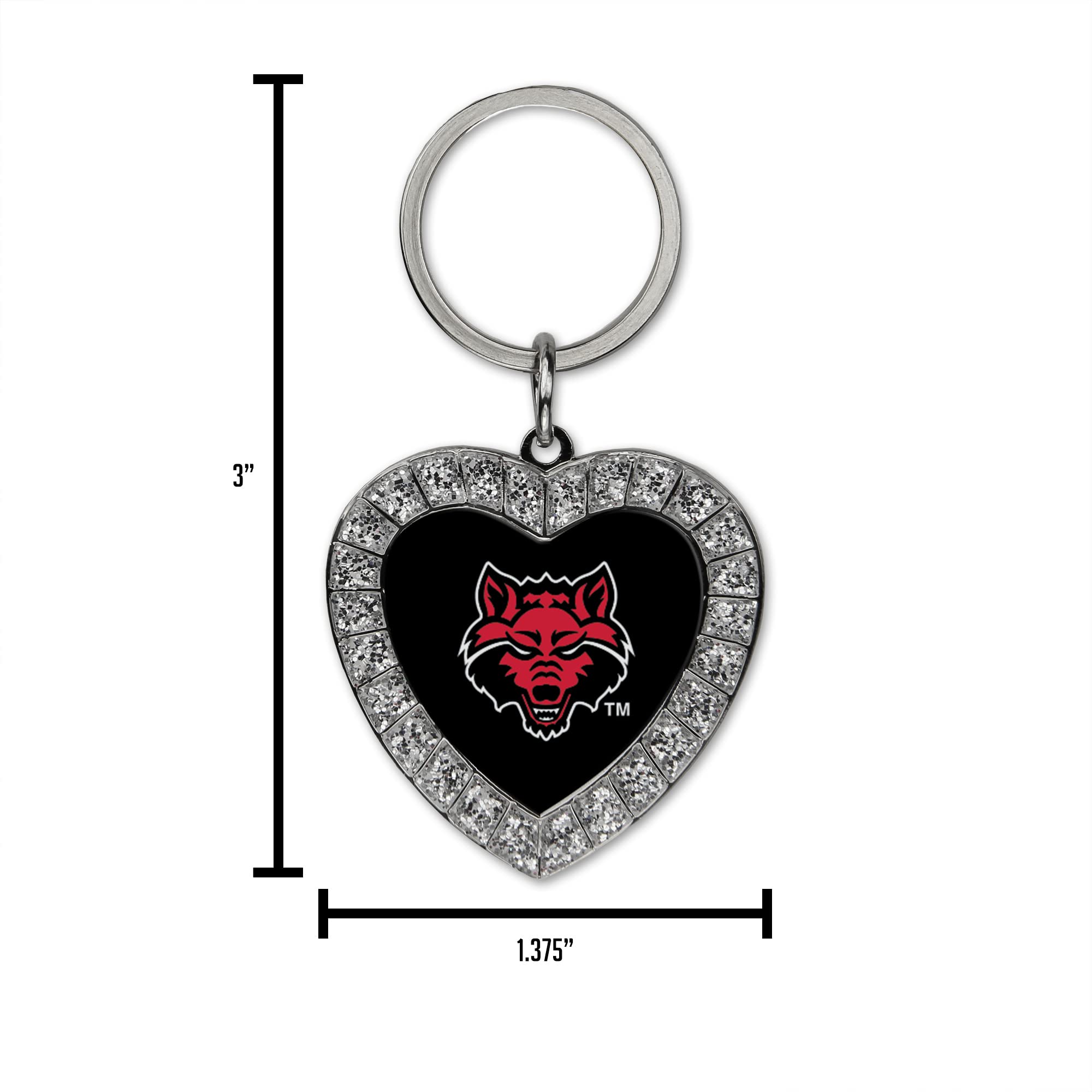 NCAA Unisex Metal Rhinestone Heart Keychain - Perfect for Gifts, School Spirit & Game Day Accessories