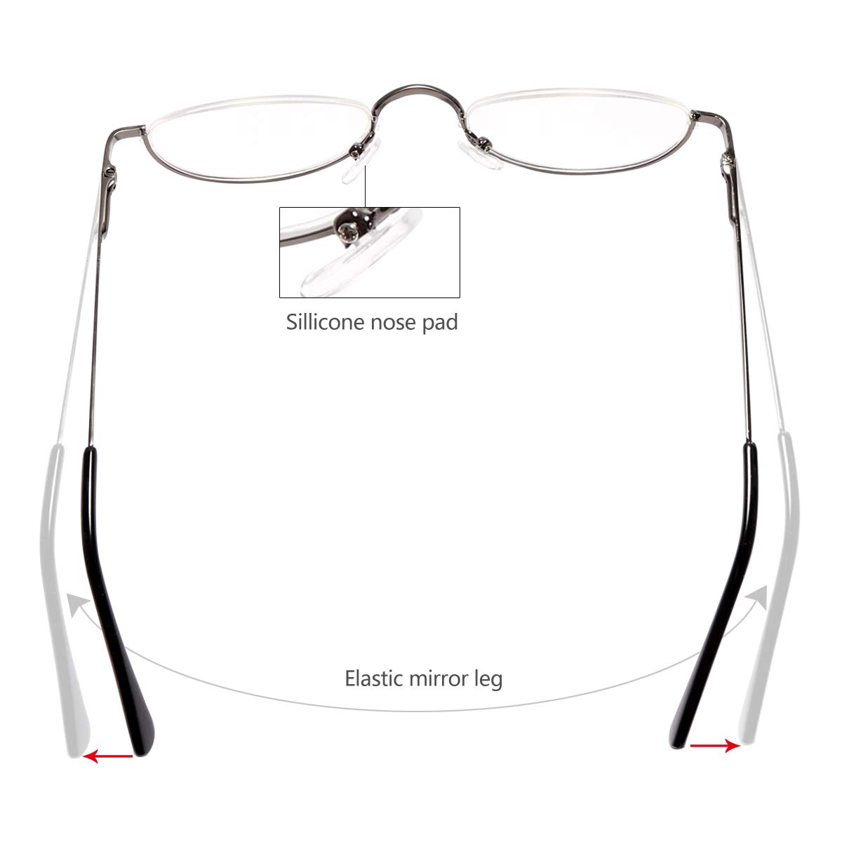 Vintage Alloy Half Moon Reading Glasses for Men & Women - Home & Office Use