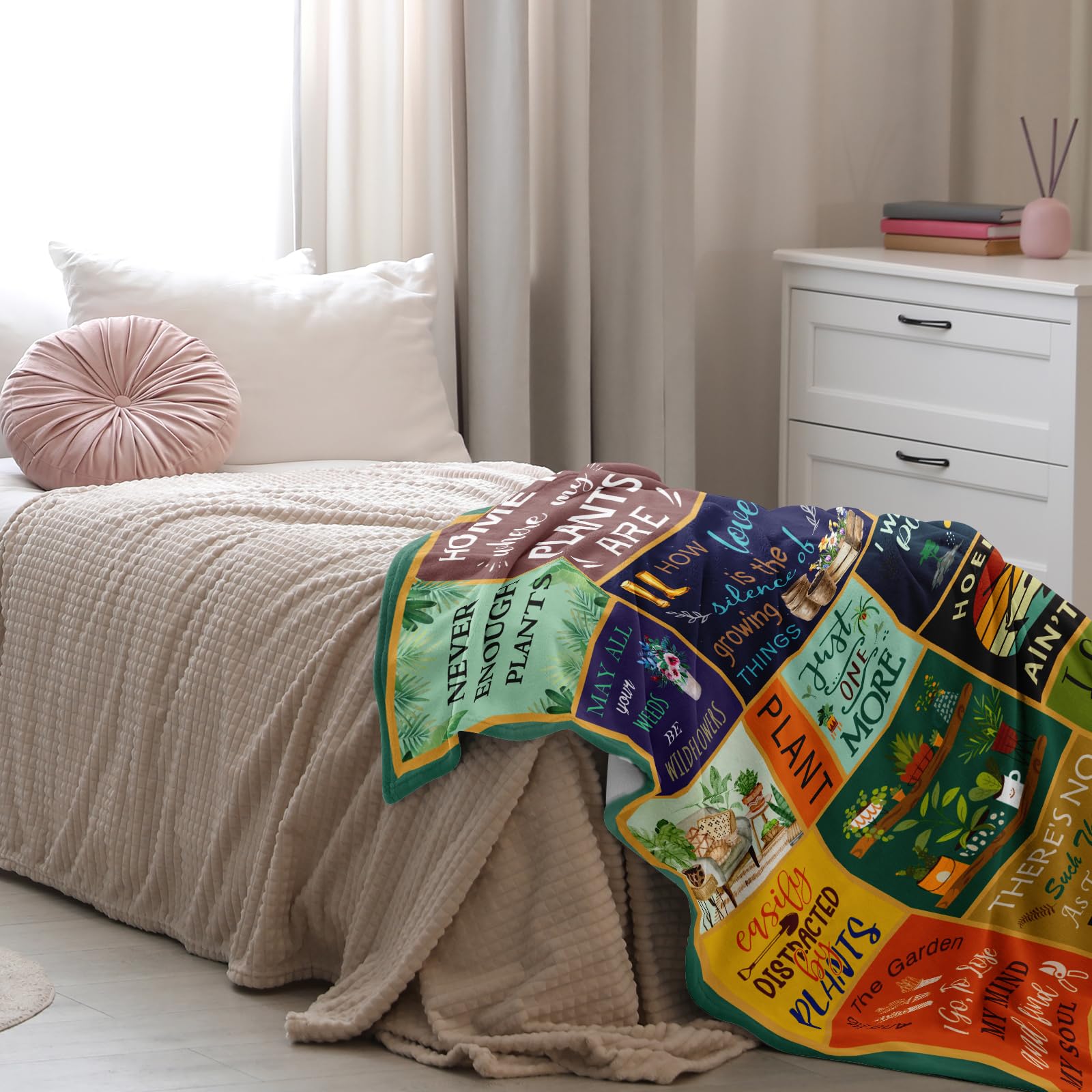 60”x50” Cozy Plant Lover Blanket - Perfect Gardening Gift for Women, Plant Enthusiasts & Gardeners - Ideal for Indoor Relaxation, Outdoor Picnics & Plant-Themed Decor